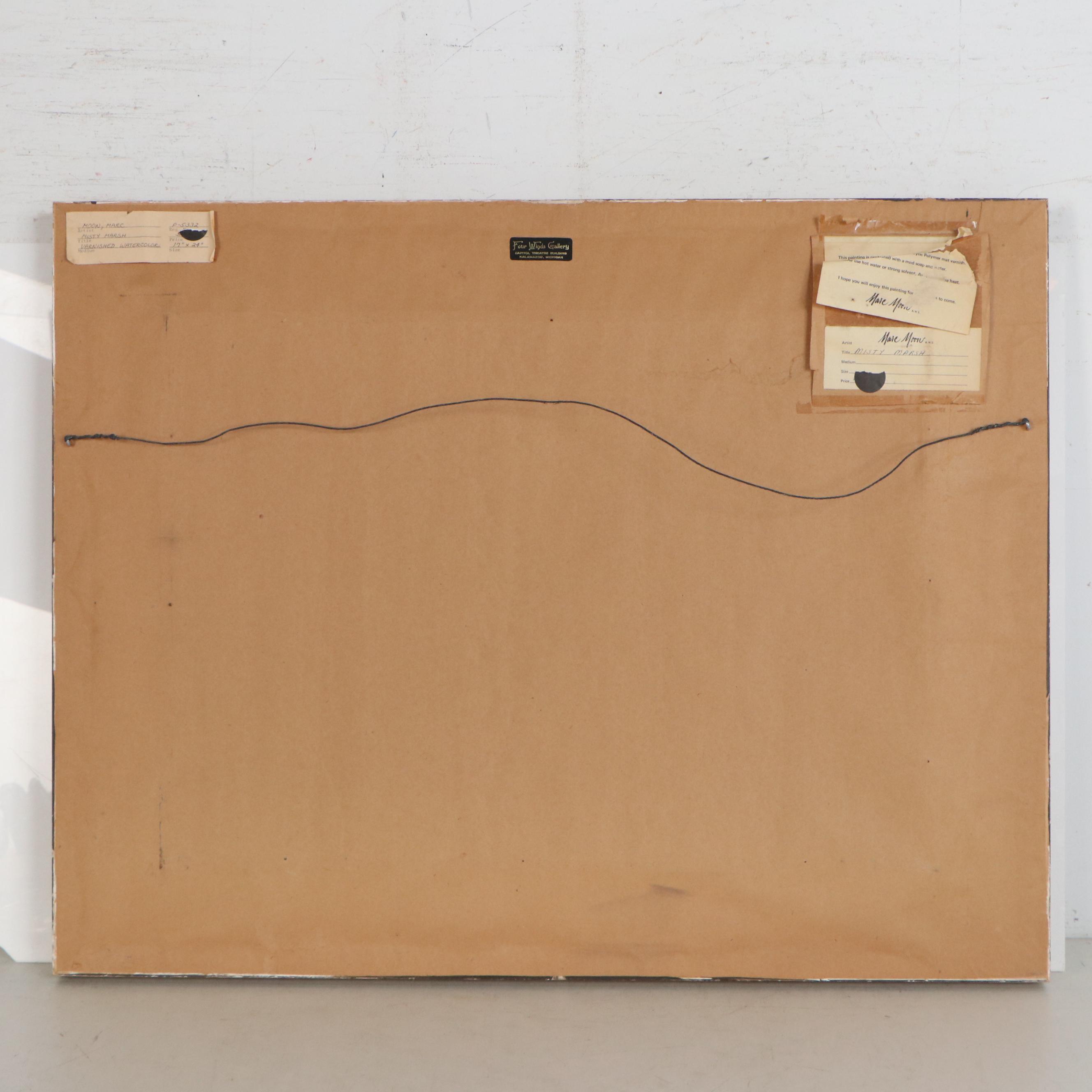 Marc Moon Landscape Watercolor Painting "Misty Marsh"