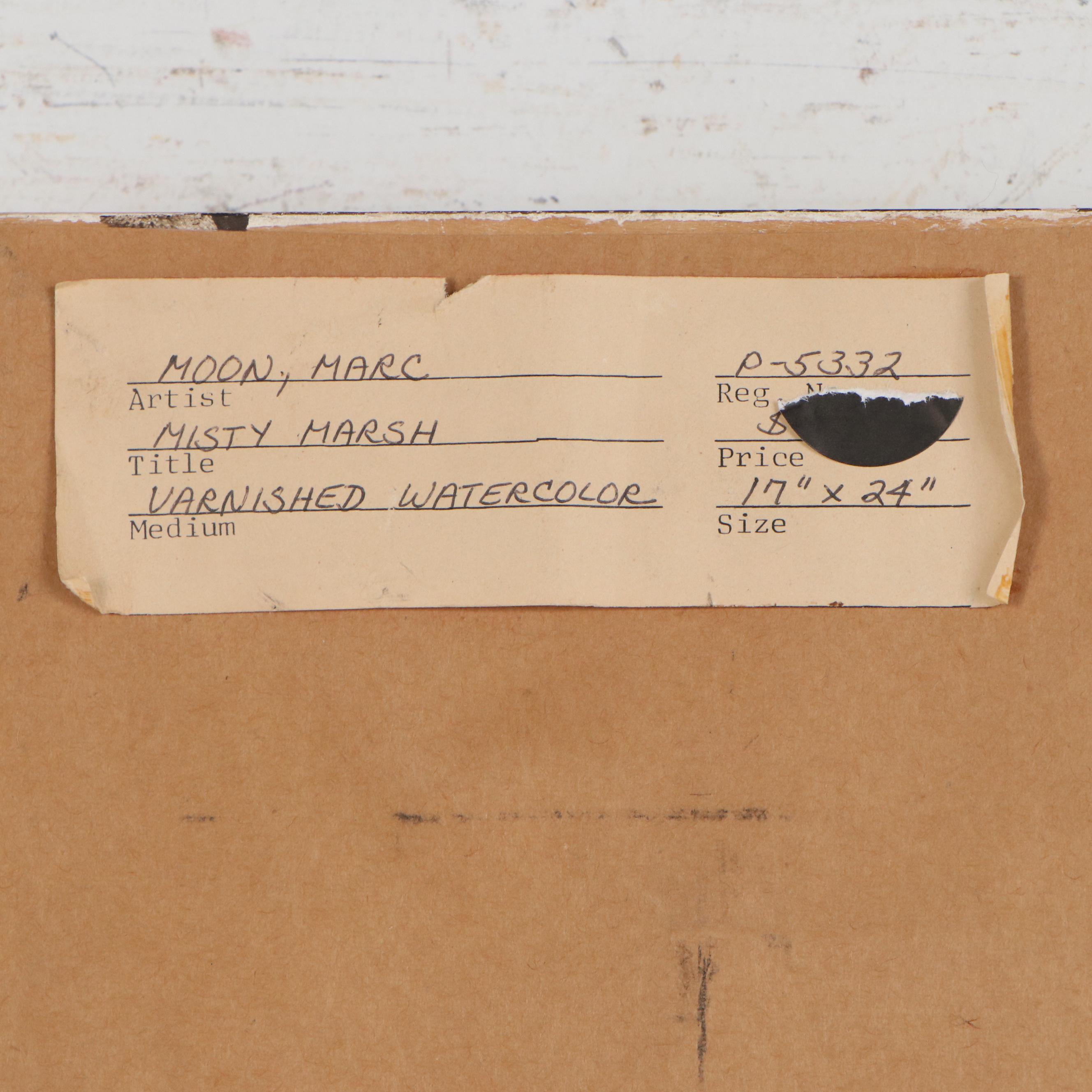 Marc Moon Landscape Watercolor Painting "Misty Marsh"