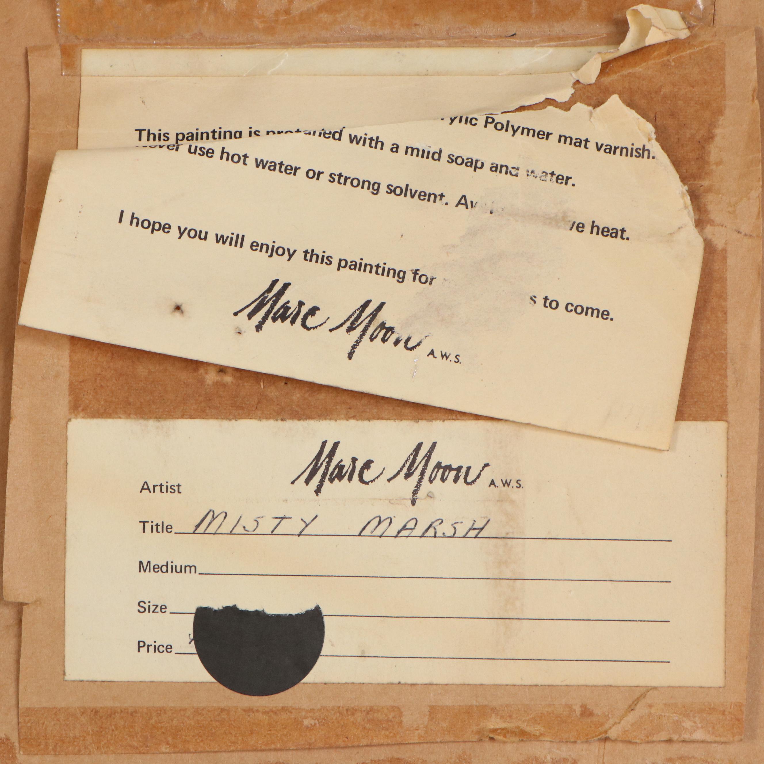 Marc Moon Landscape Watercolor Painting "Misty Marsh"