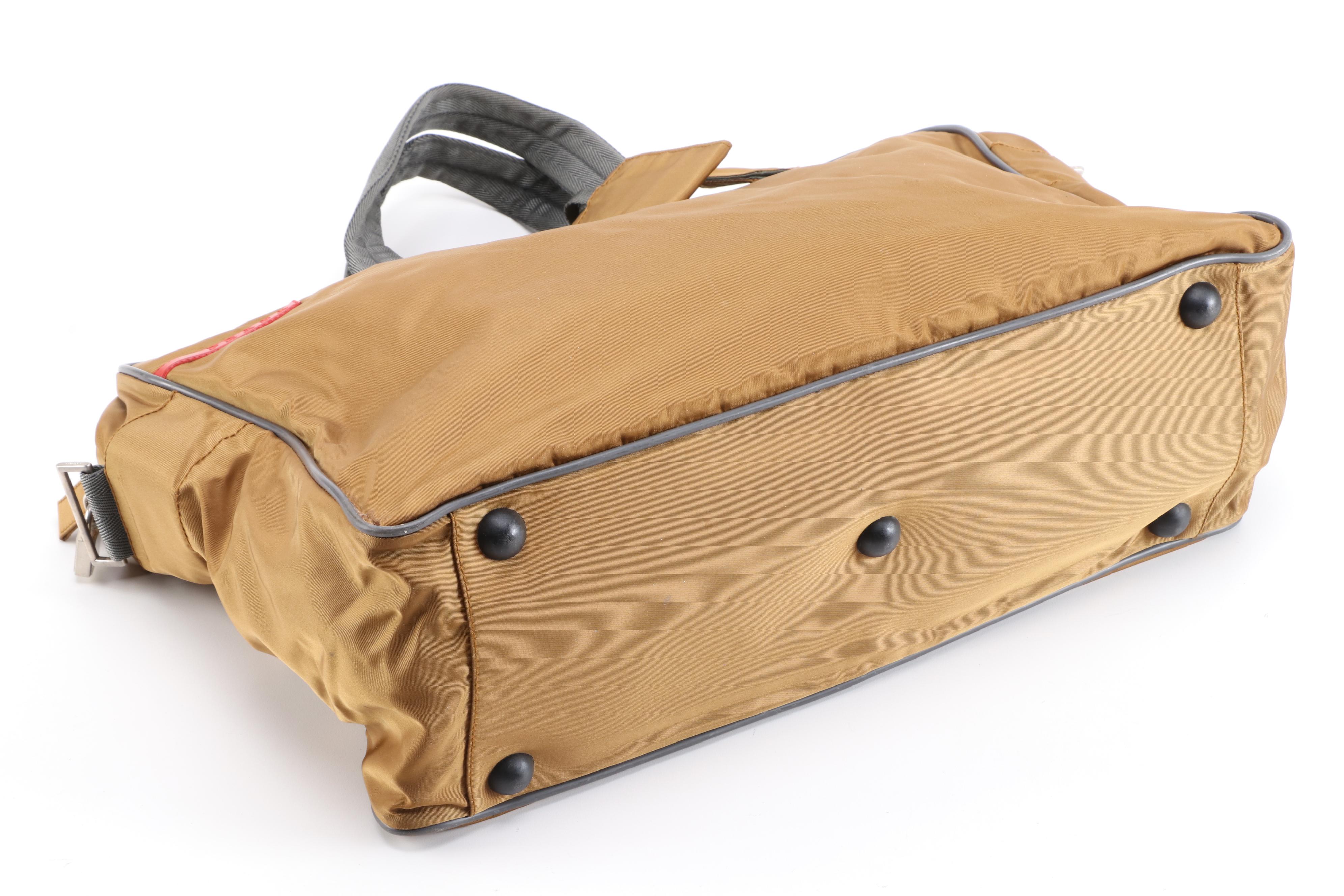 Prada Sport Brown Nylon Travel Bag with Padlock and Keys