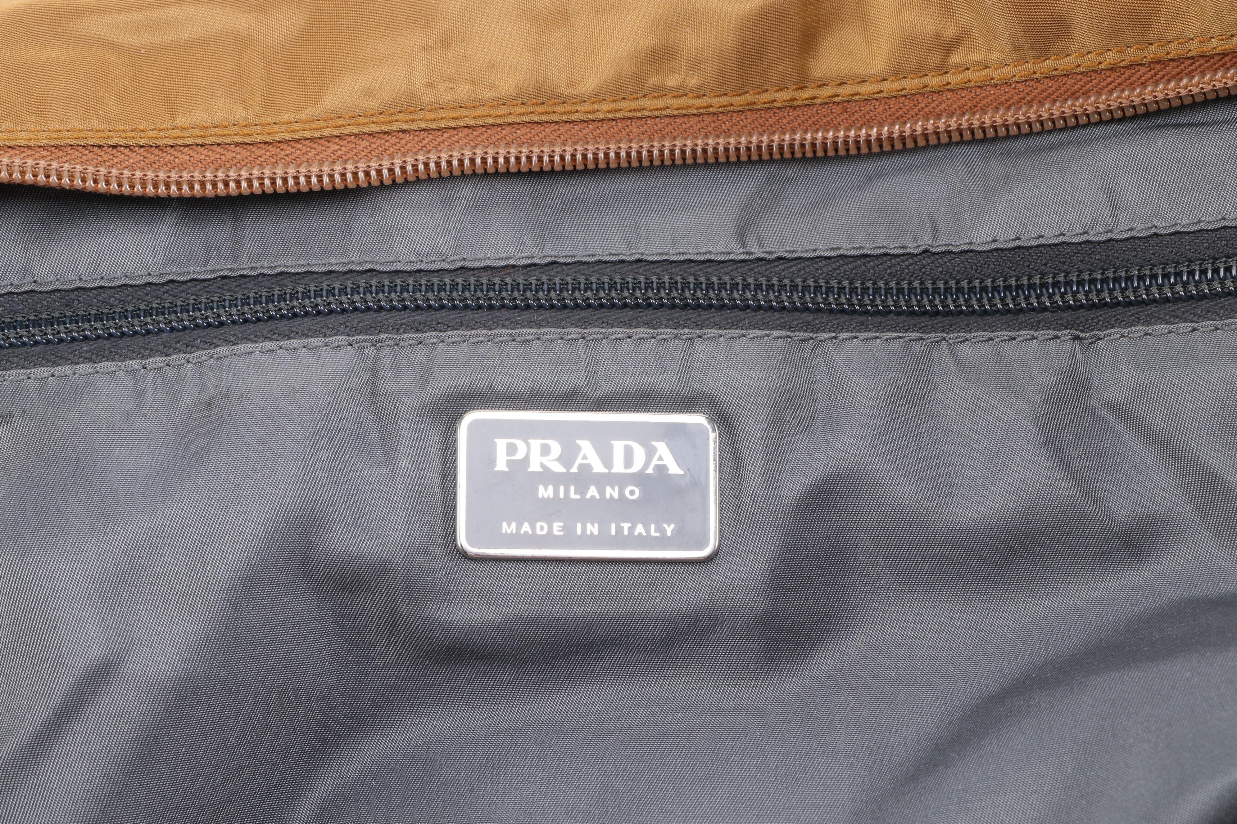 Prada Sport Brown Nylon Travel Bag with Padlock and Keys