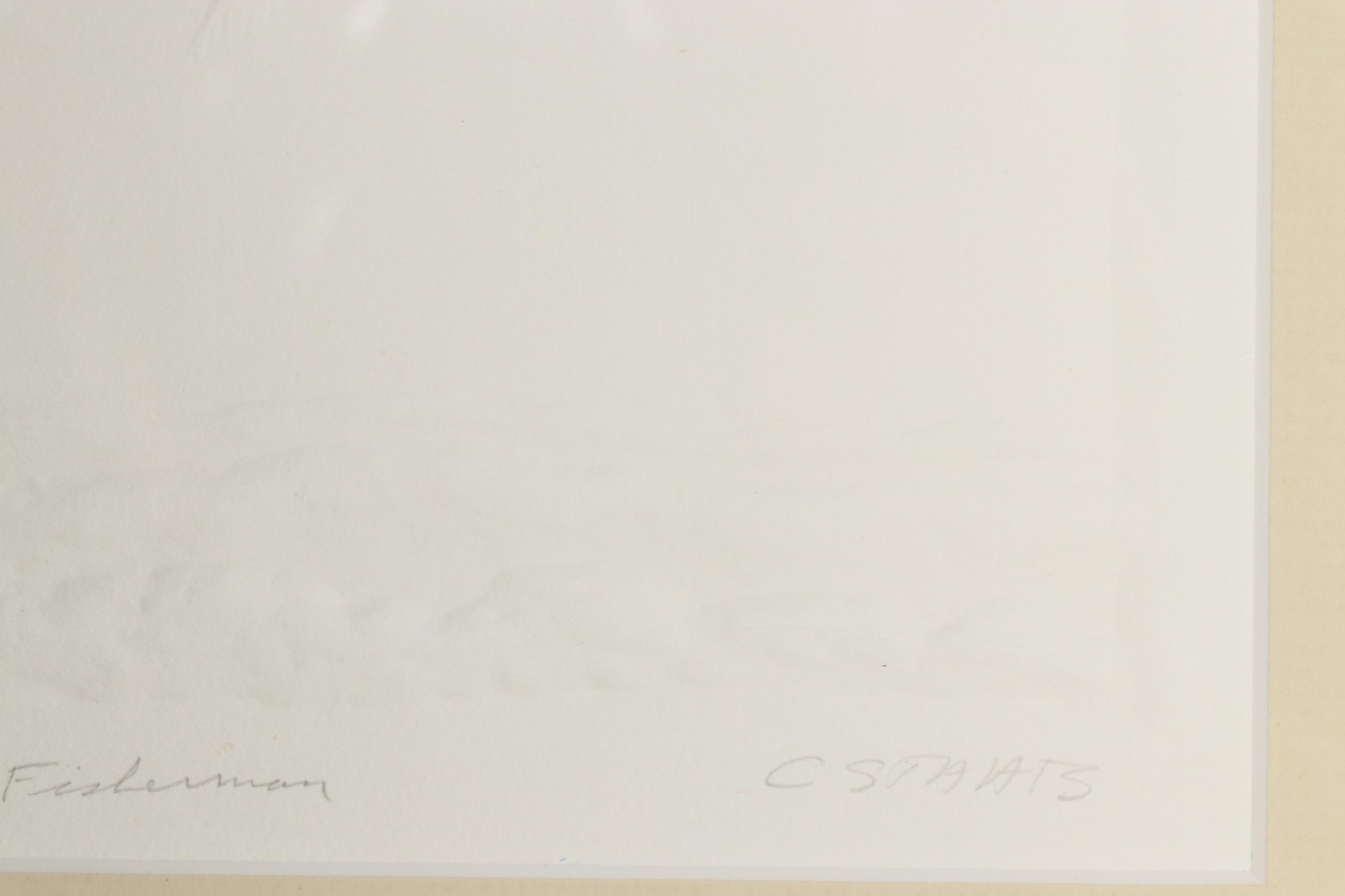 Charles E. Staats Embossed Print "The Fisherman", 20th Century