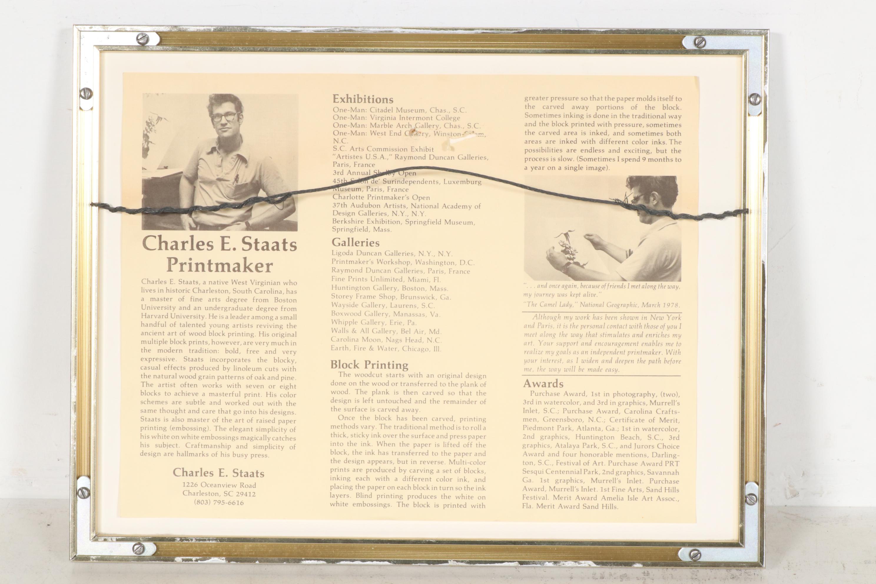 Charles E. Staats Embossed Print "The Fisherman", 20th Century