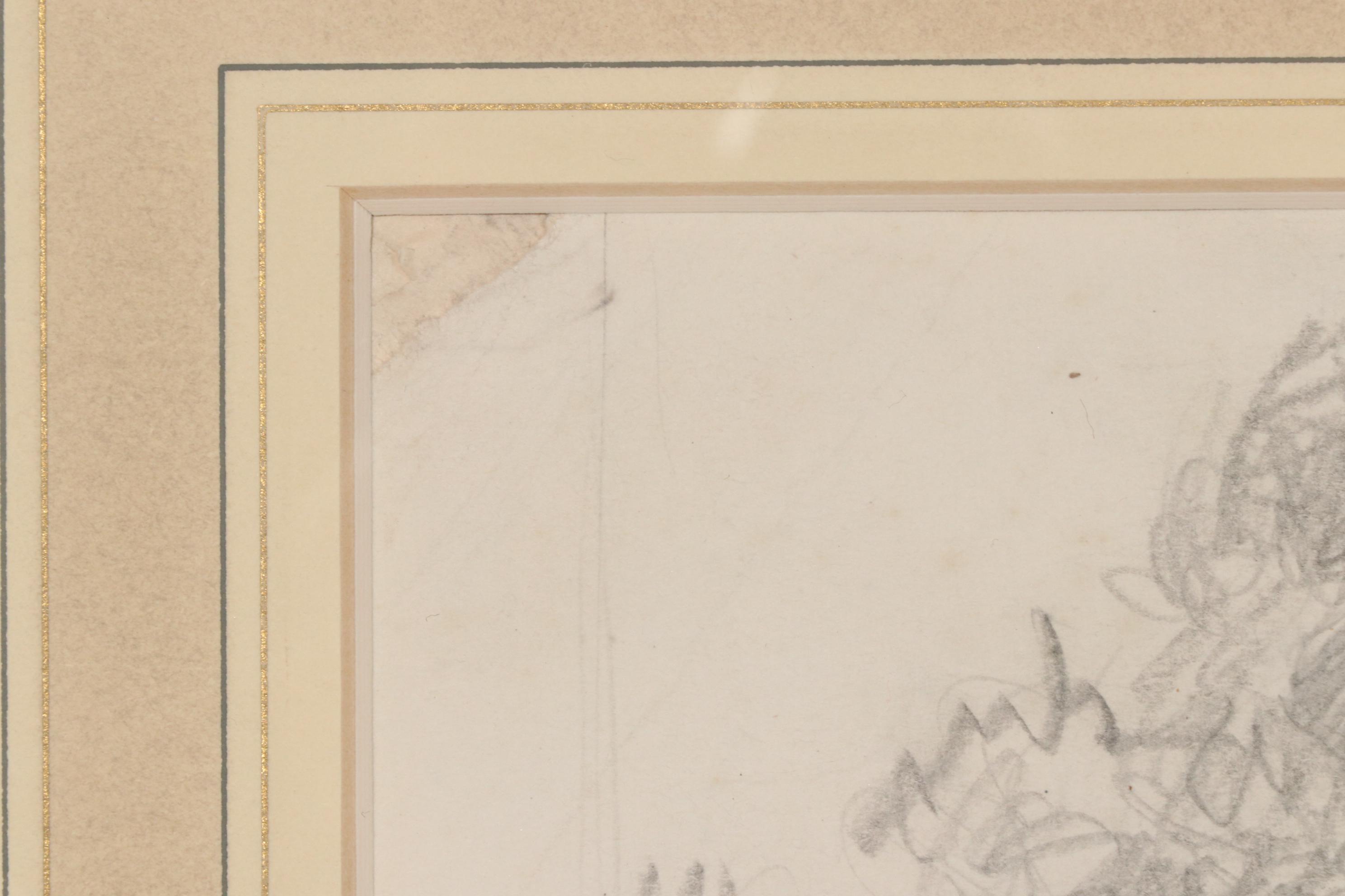 Drawing of Girl with Basket Attributed to Fernando Amorsolo y Cueto