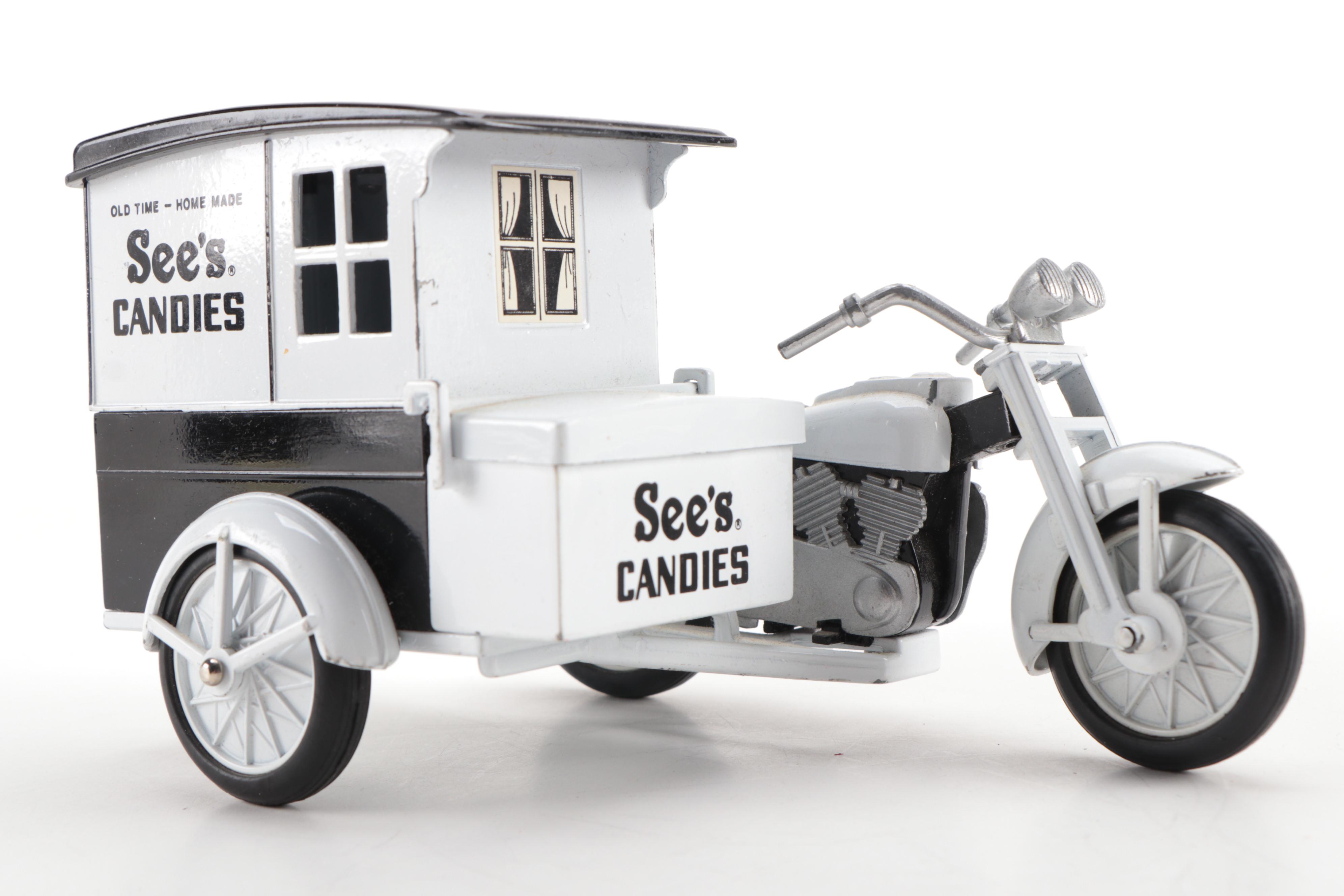 Coca-Cola Delivery Truck, See's Candies Motor Wagon, and Ford Coupe Models