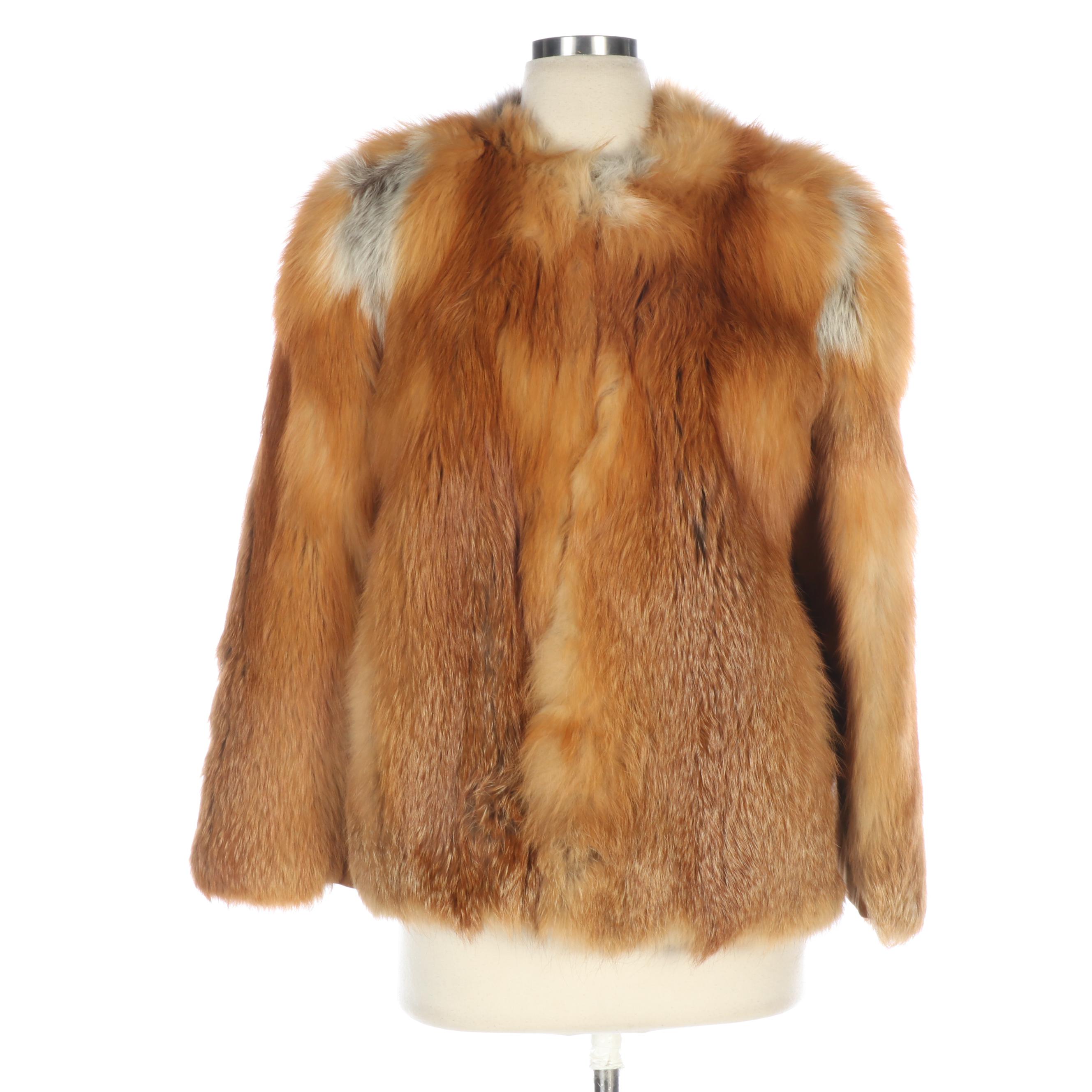 Red Fox Fur Jacket with Suede Paneling from Lowenthal's, Vintage