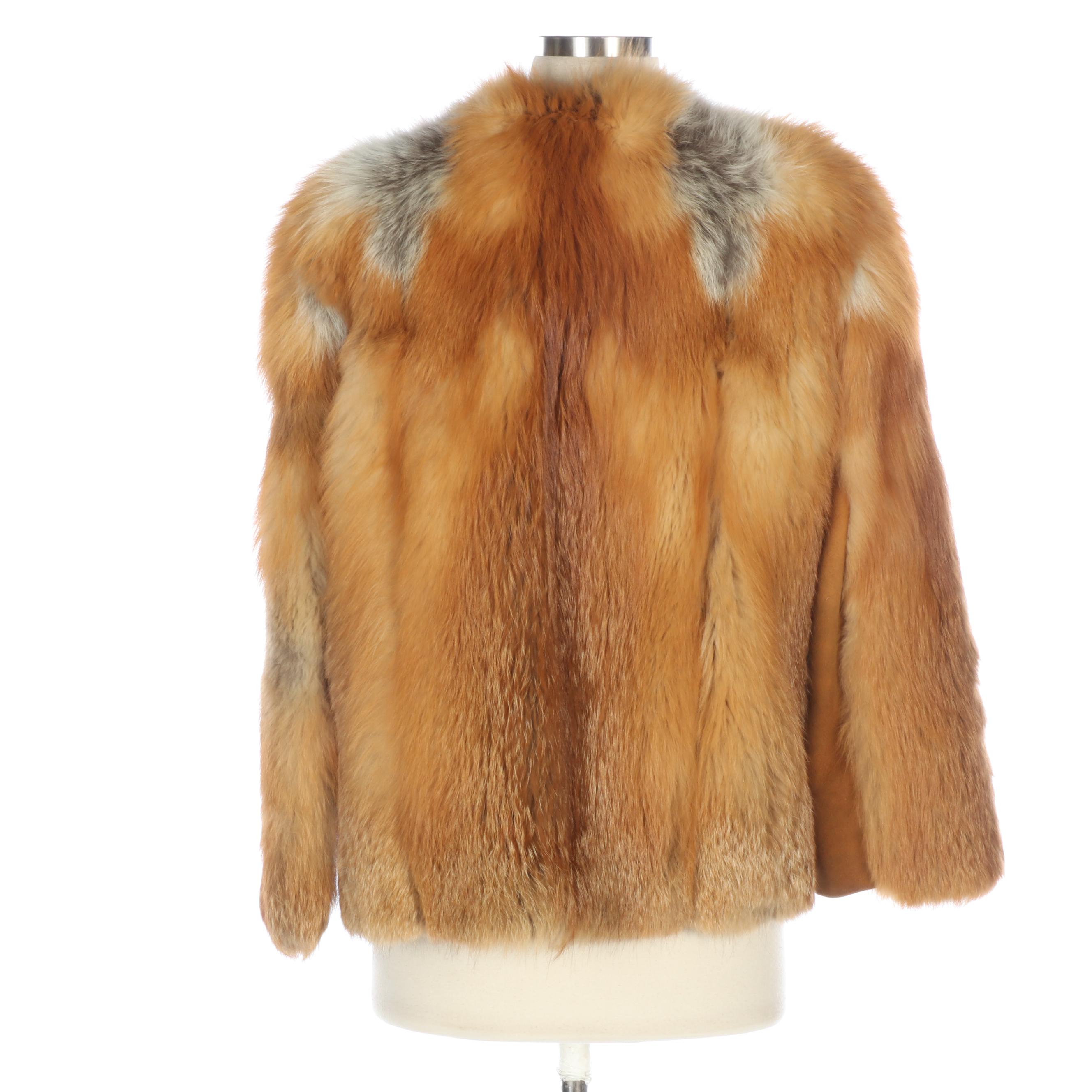 Red Fox Fur Jacket with Suede Paneling from Lowenthal's, Vintage