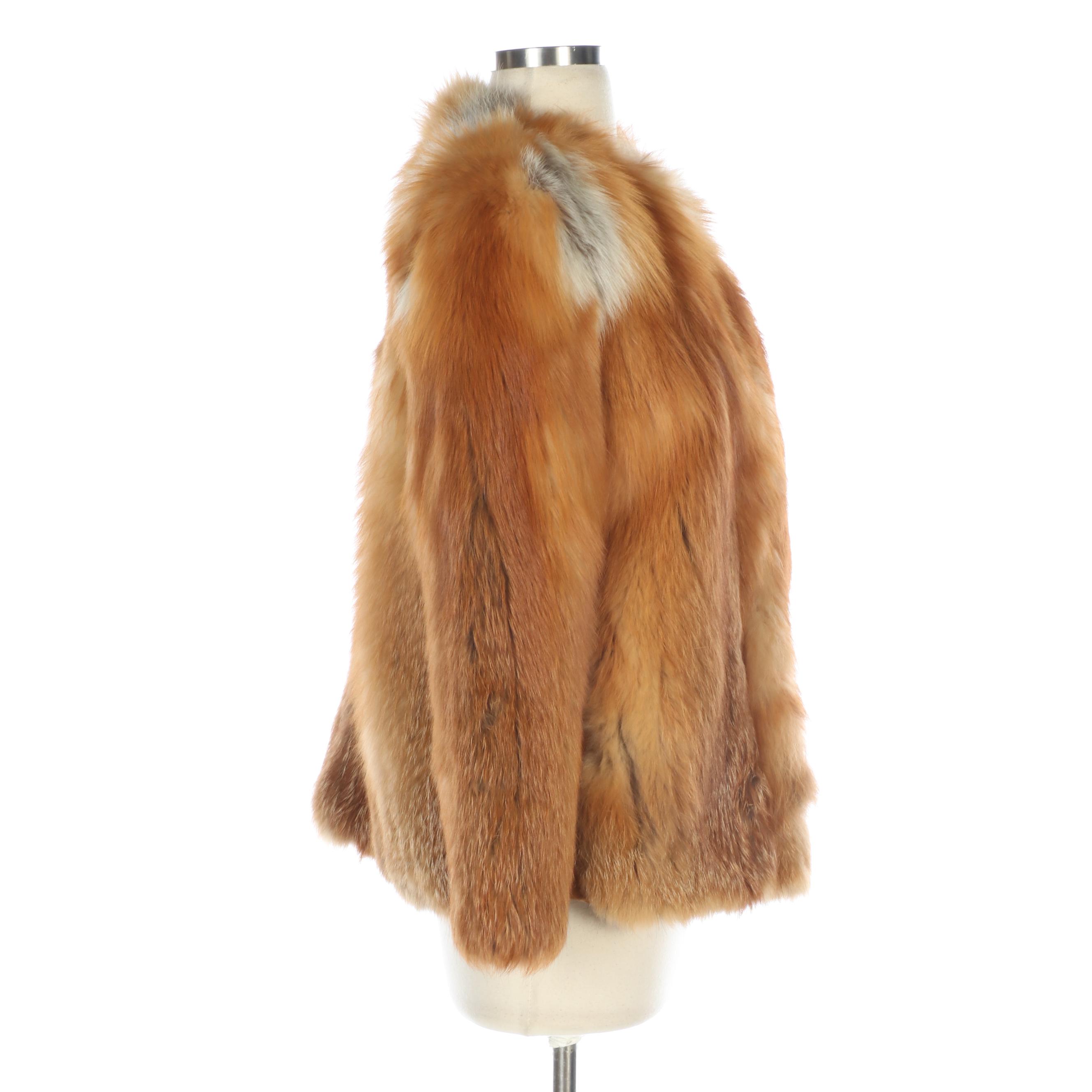 Red Fox Fur Jacket with Suede Paneling from Lowenthal's, Vintage