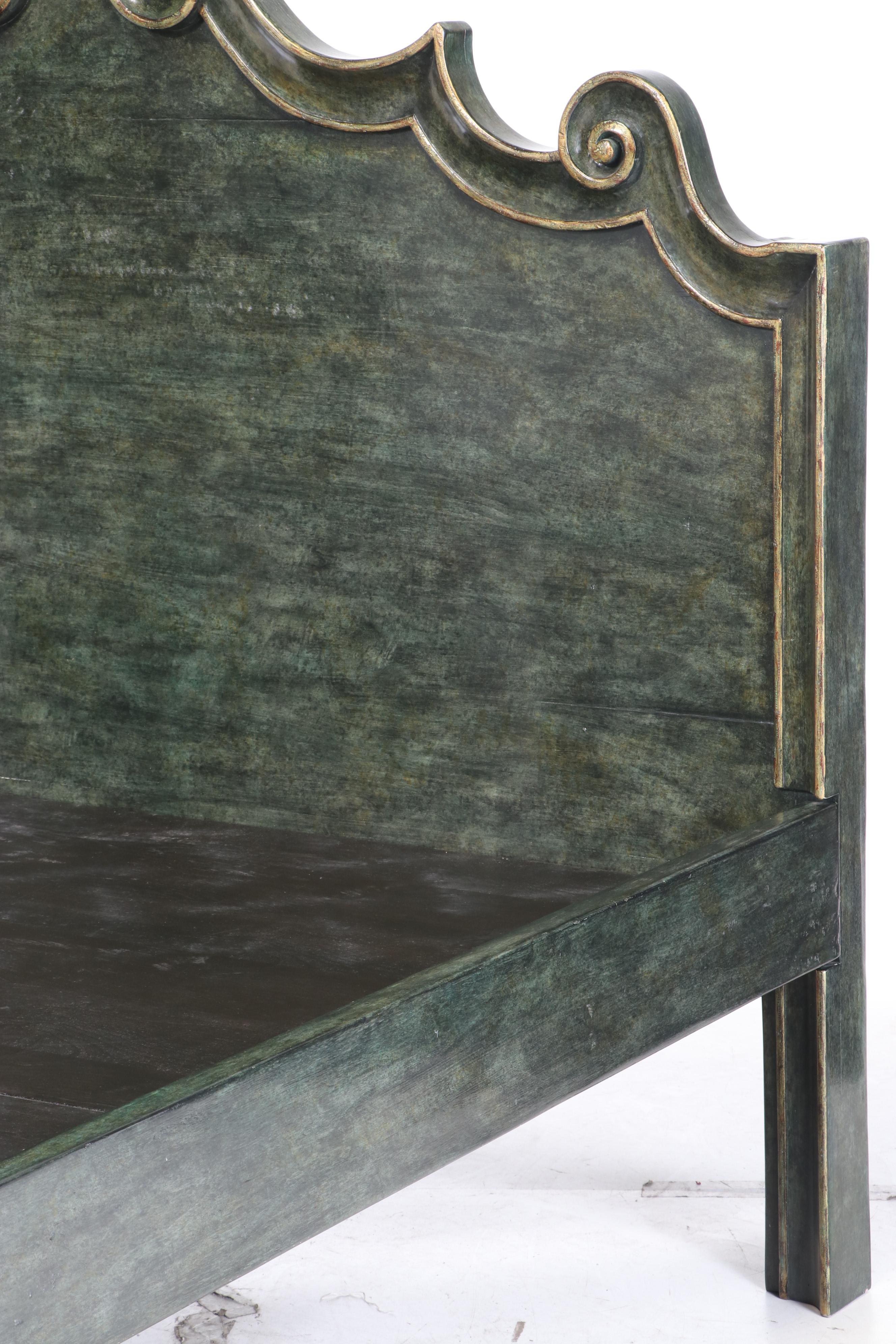 Michael Taylor Designs Painted and Parcel-Gilt King Size "Italian" Bed Frame