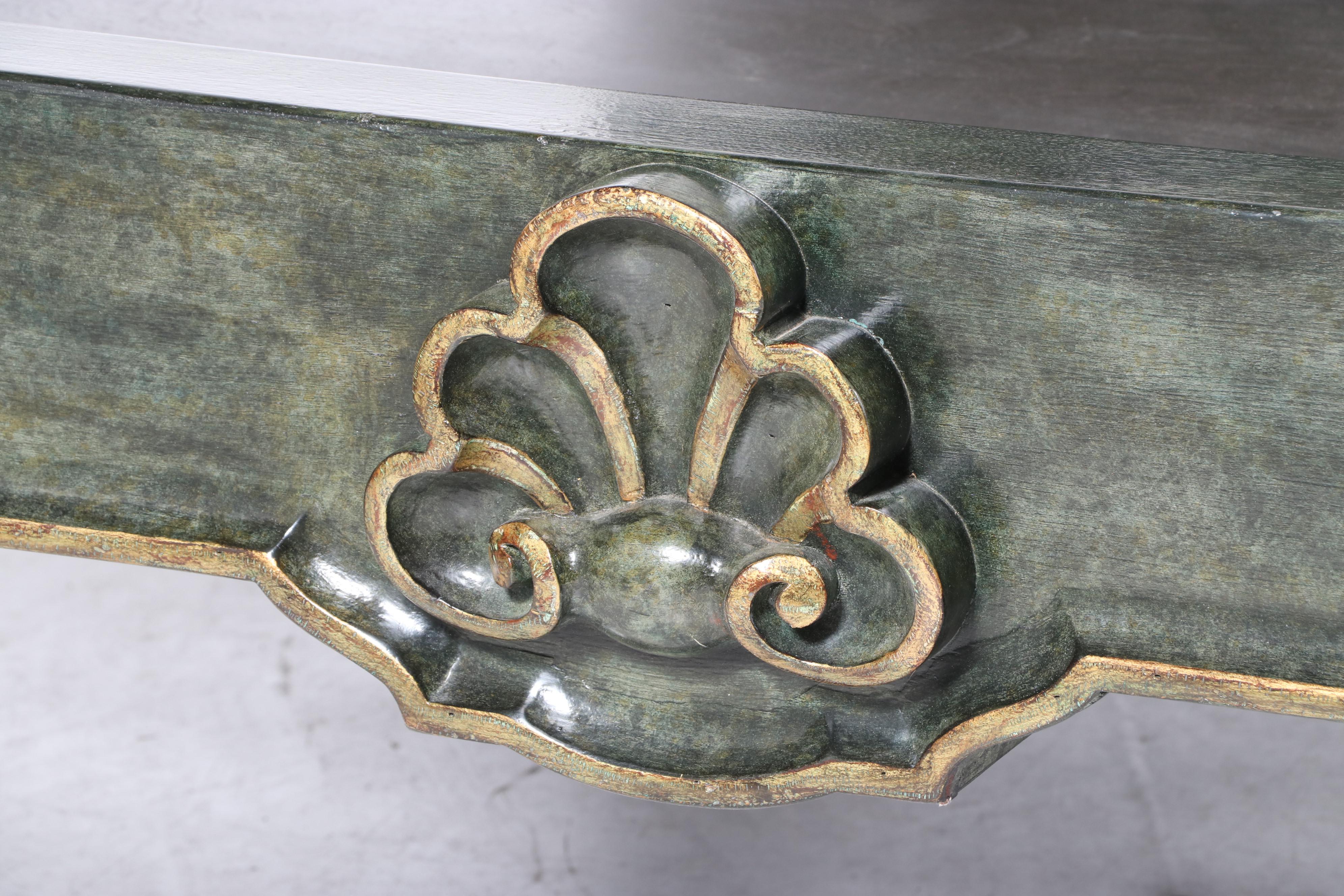 Michael Taylor Designs Painted and Parcel-Gilt King Size "Italian" Bed Frame