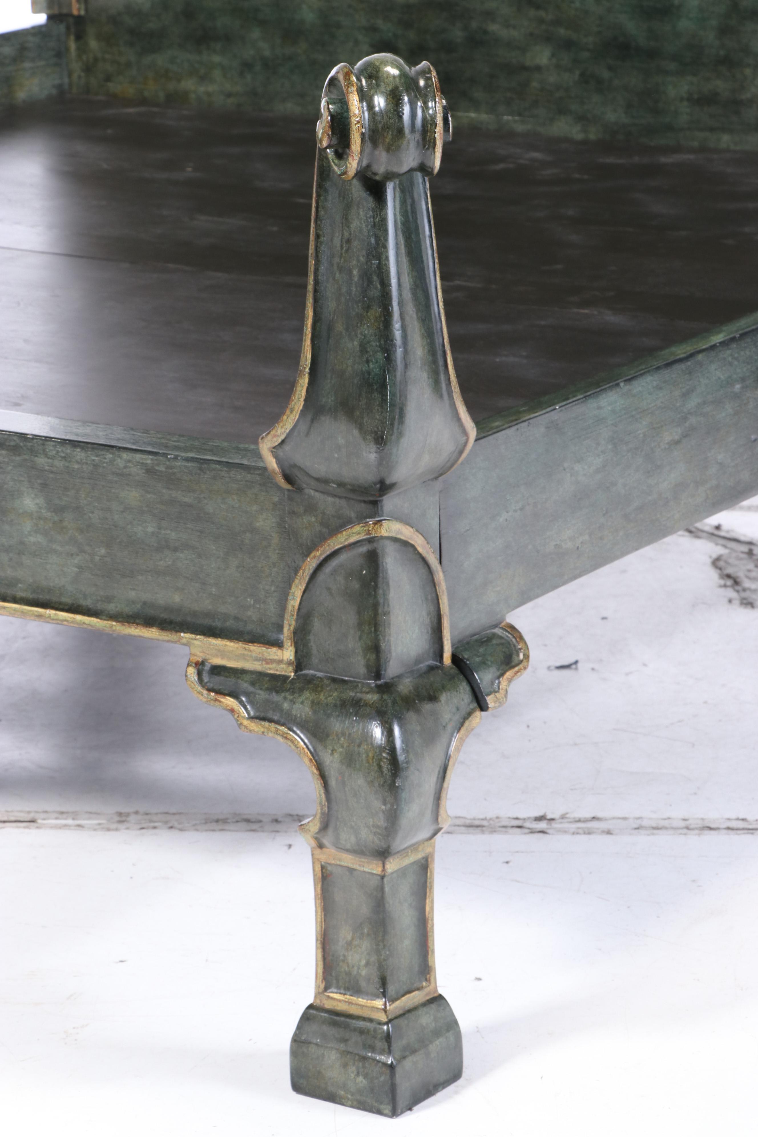 Michael Taylor Designs Painted and Parcel-Gilt King Size "Italian" Bed Frame