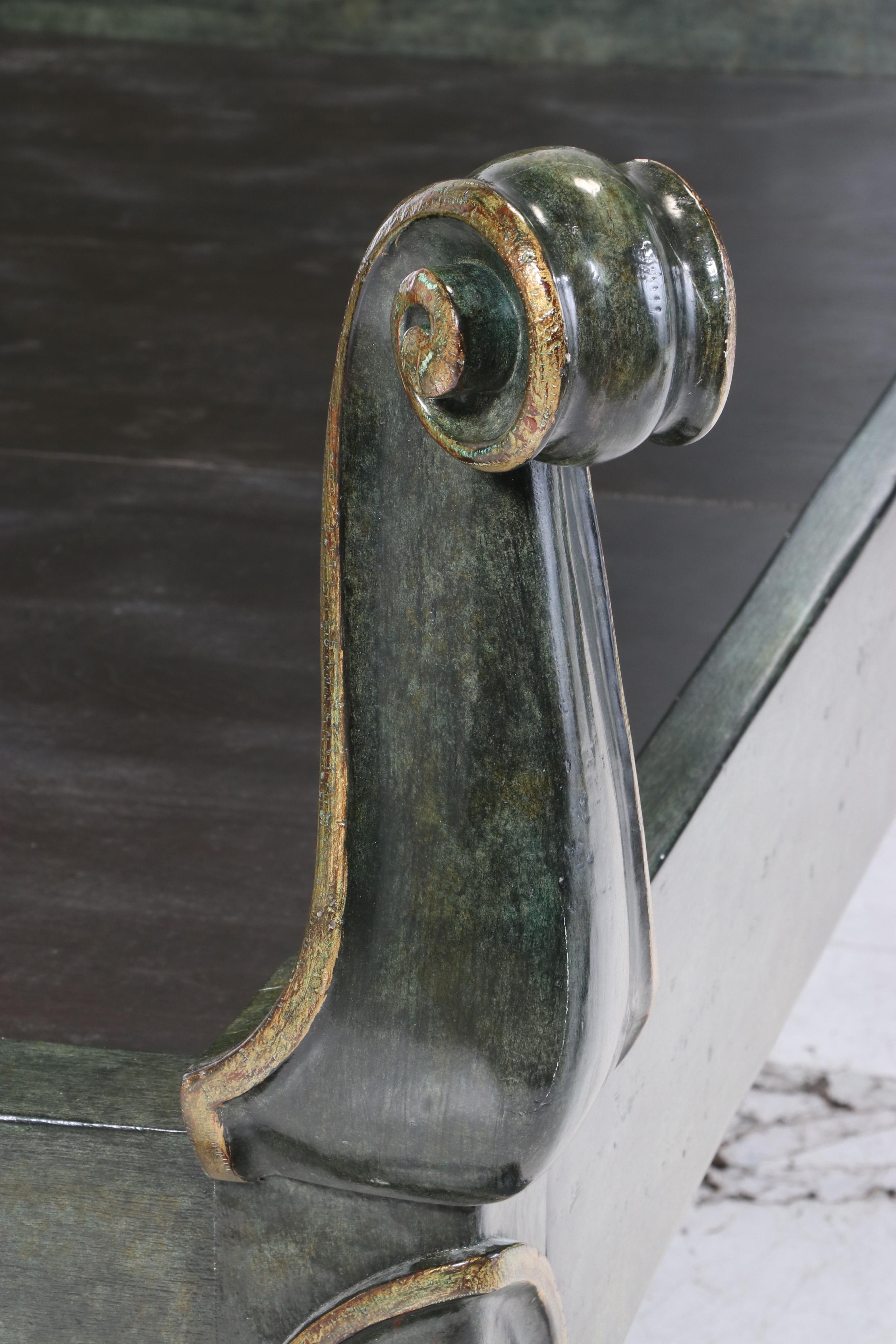 Michael Taylor Designs Painted and Parcel-Gilt King Size "Italian" Bed Frame