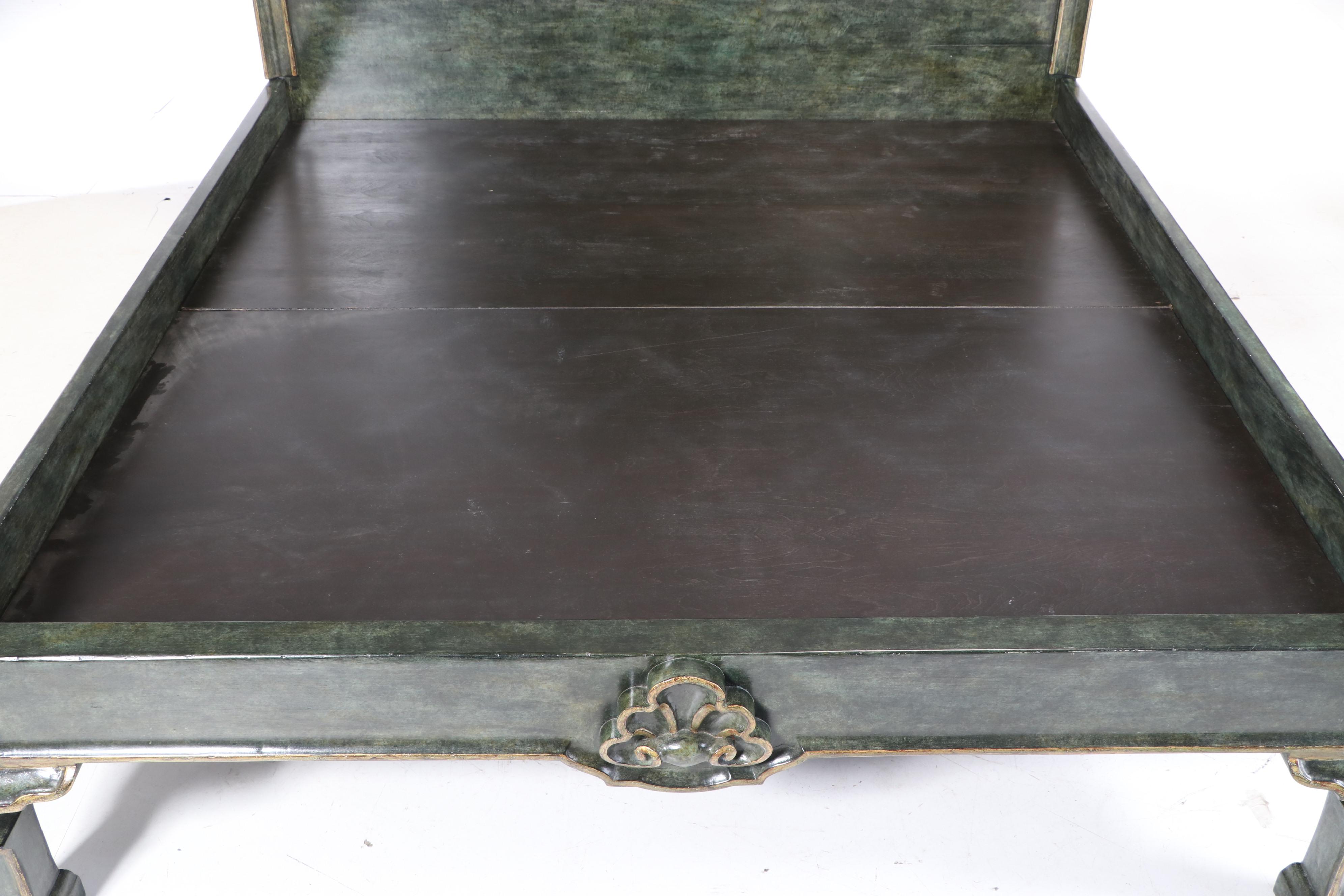 Michael Taylor Designs Painted and Parcel-Gilt King Size "Italian" Bed Frame