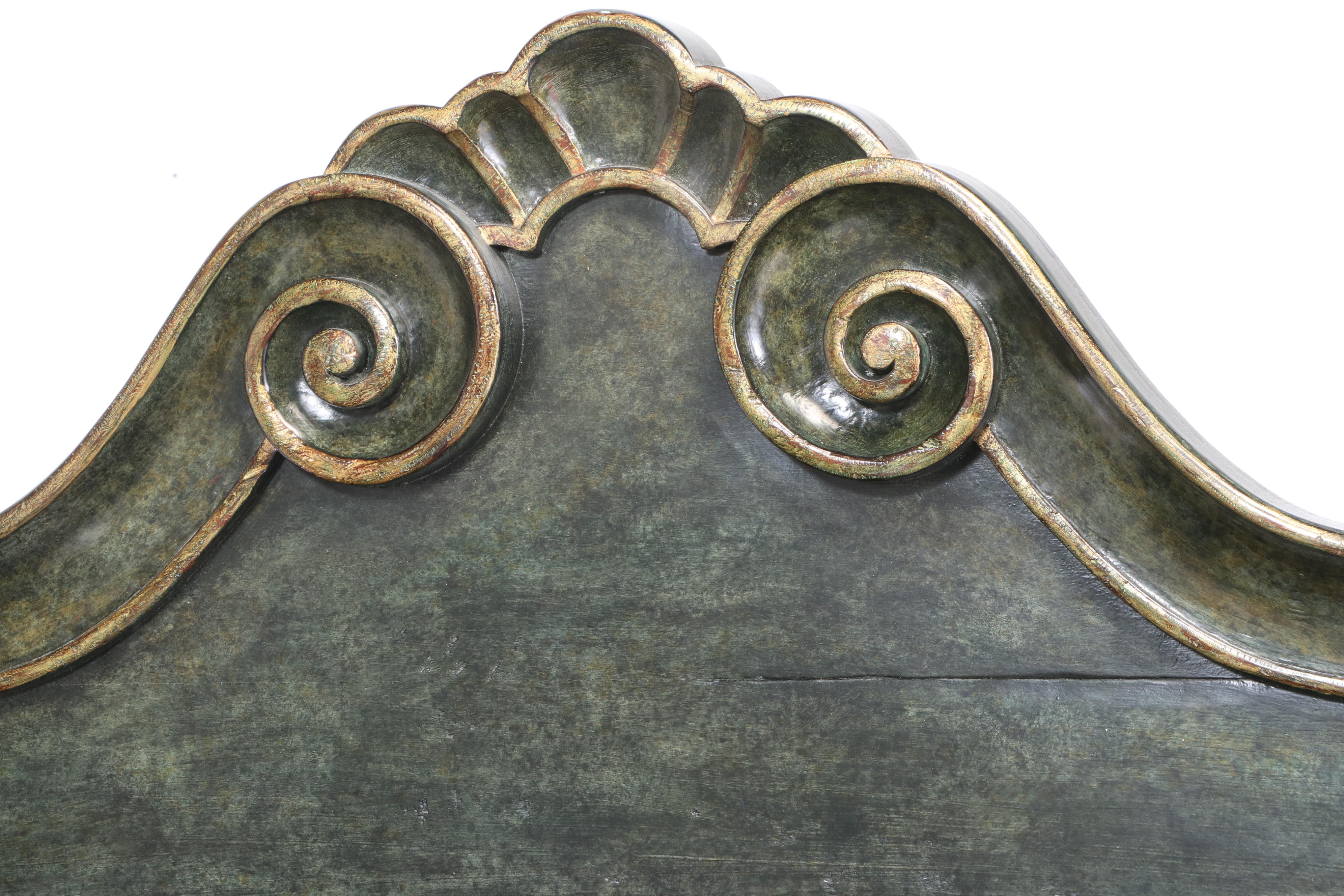 Michael Taylor Designs Painted and Parcel-Gilt King Size "Italian" Bed Frame