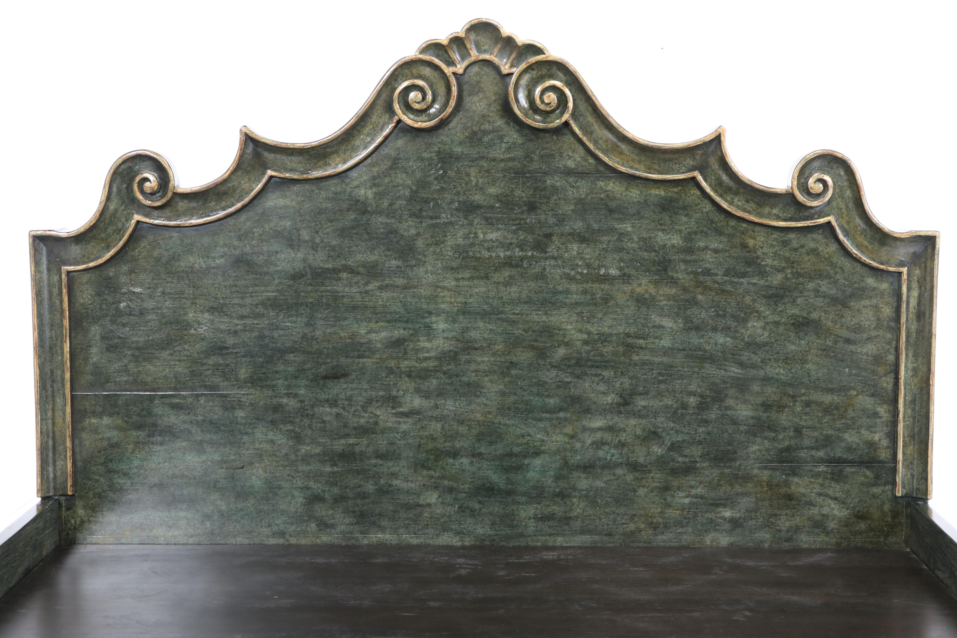 Michael Taylor Designs Painted and Parcel-Gilt King Size "Italian" Bed Frame