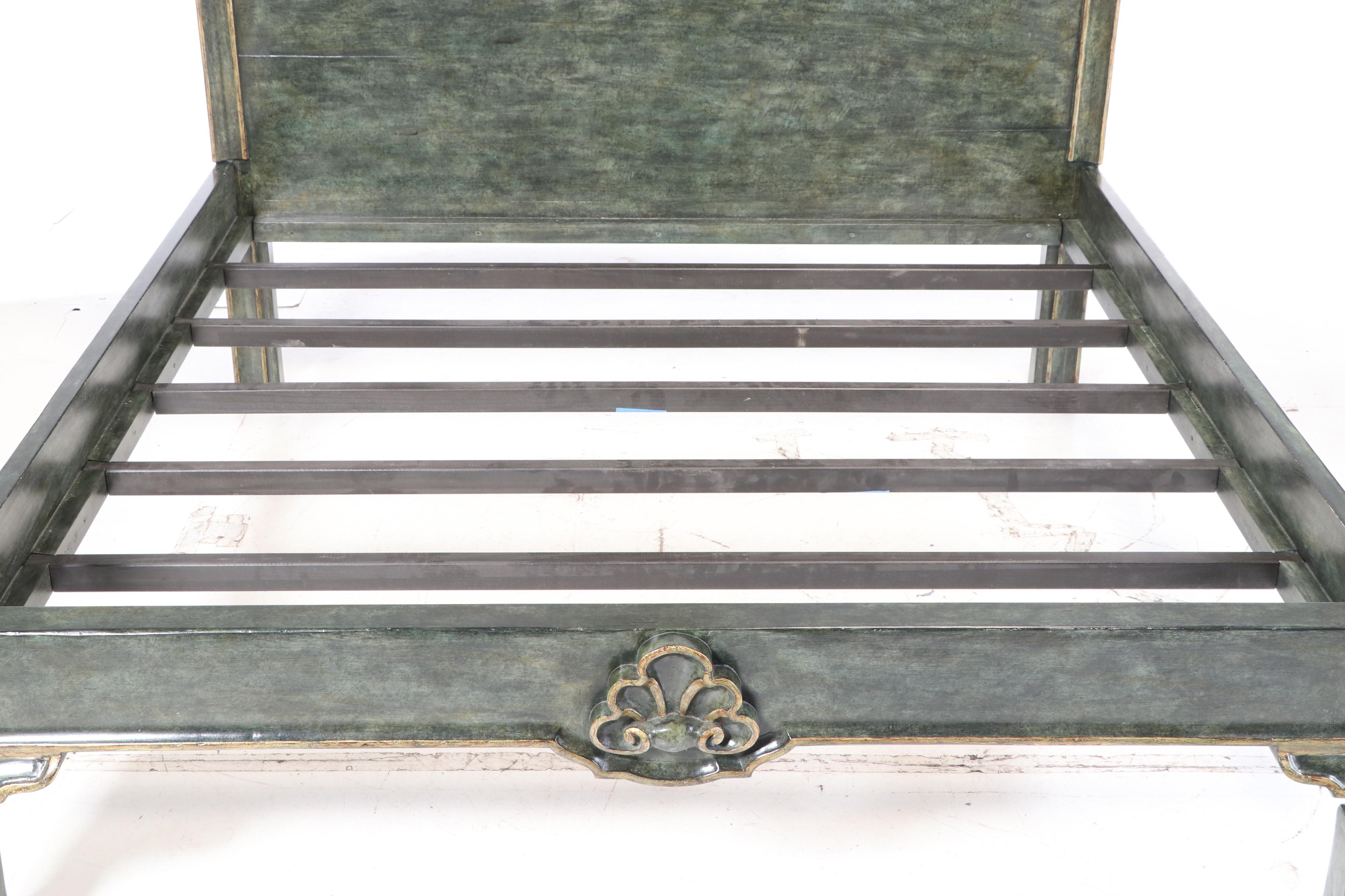 Michael Taylor Designs Painted and Parcel-Gilt King Size "Italian" Bed Frame