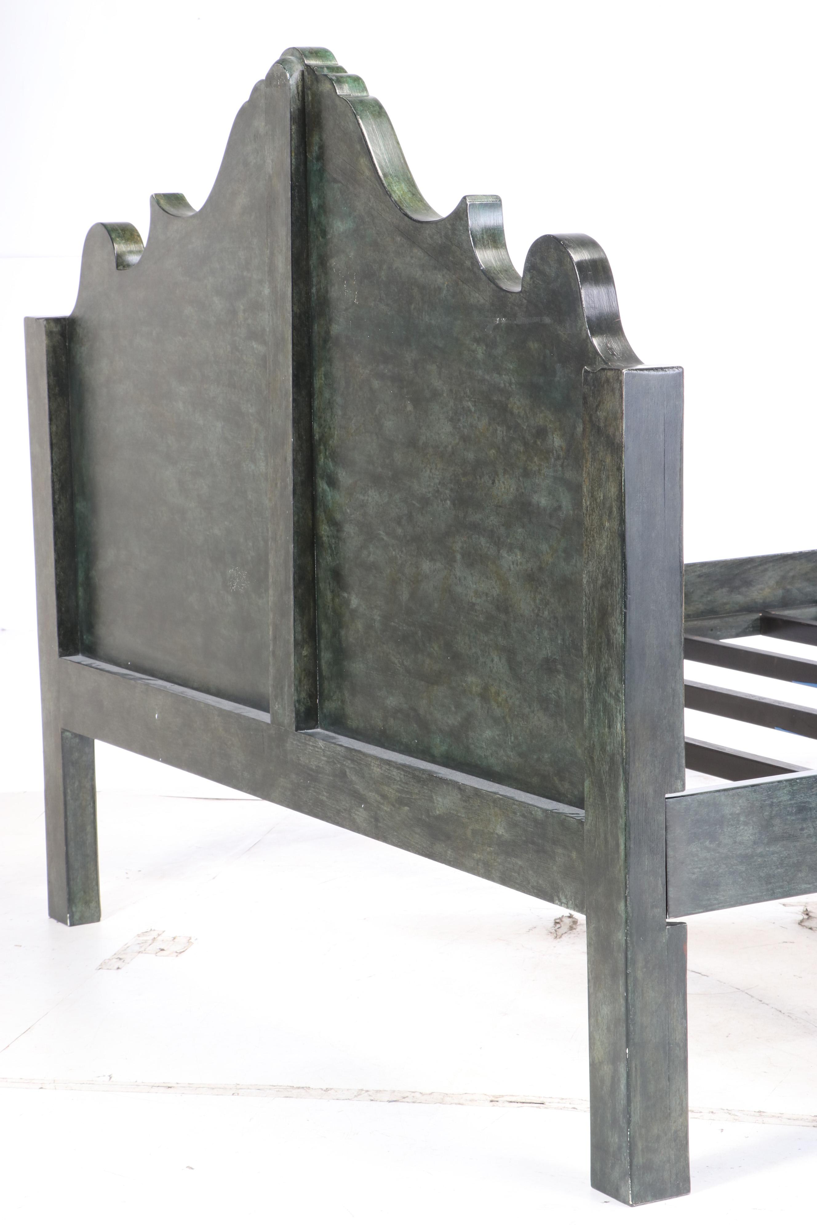 Michael Taylor Designs Painted and Parcel-Gilt King Size "Italian" Bed Frame