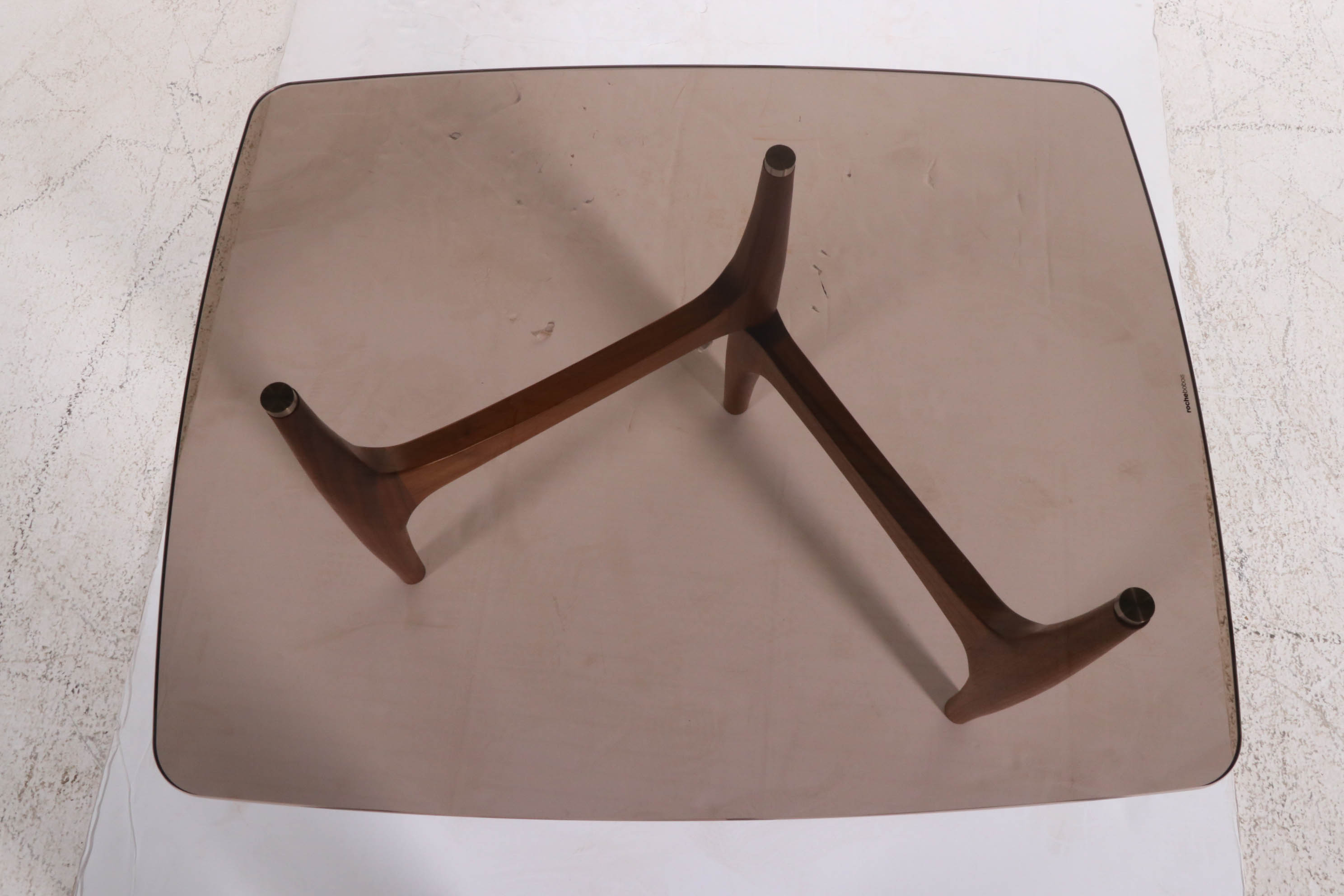 Stefano Bigi for Roche Bobois "Maya" Walnut and Glass End Table