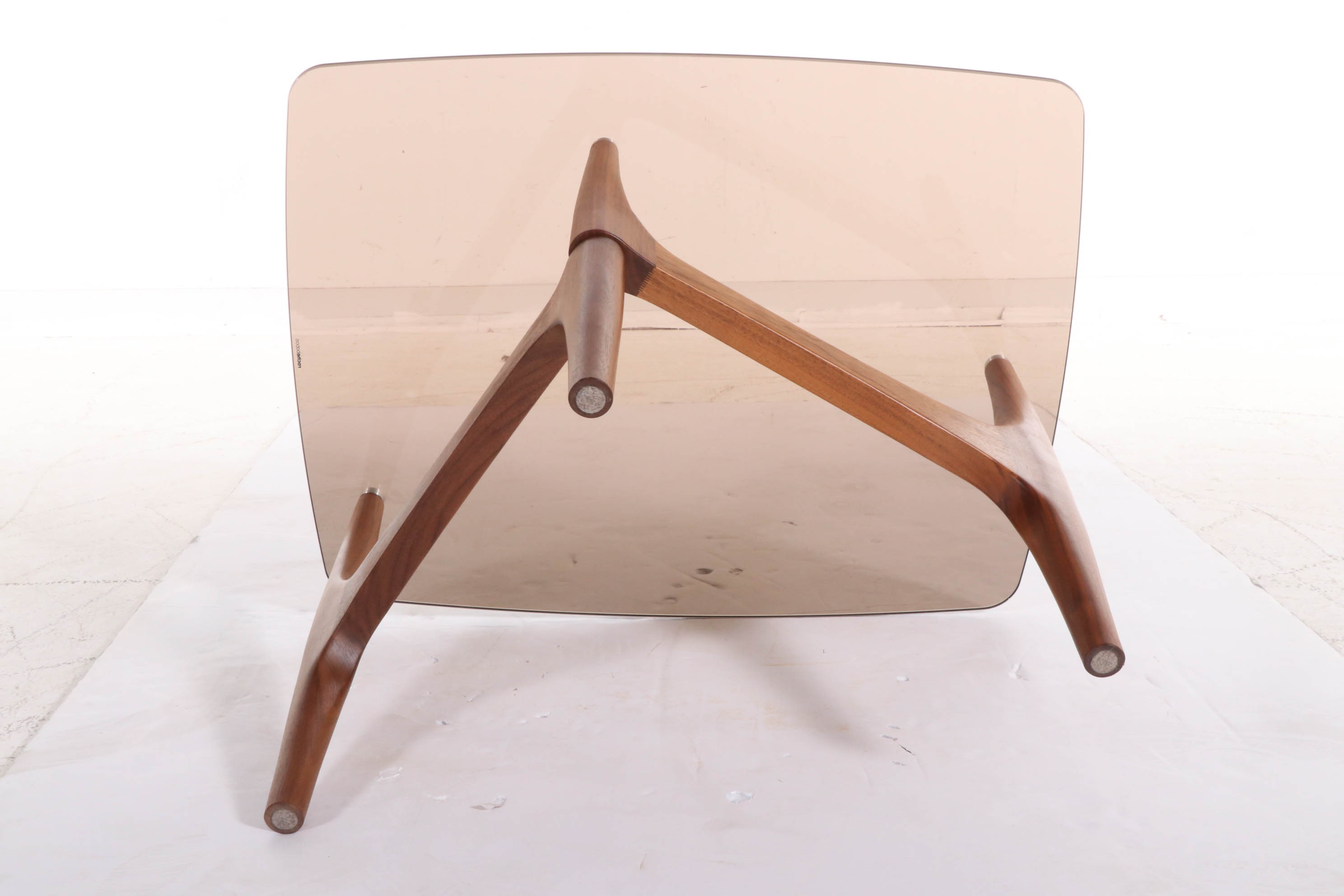 Stefano Bigi for Roche Bobois "Maya" Walnut and Glass End Table