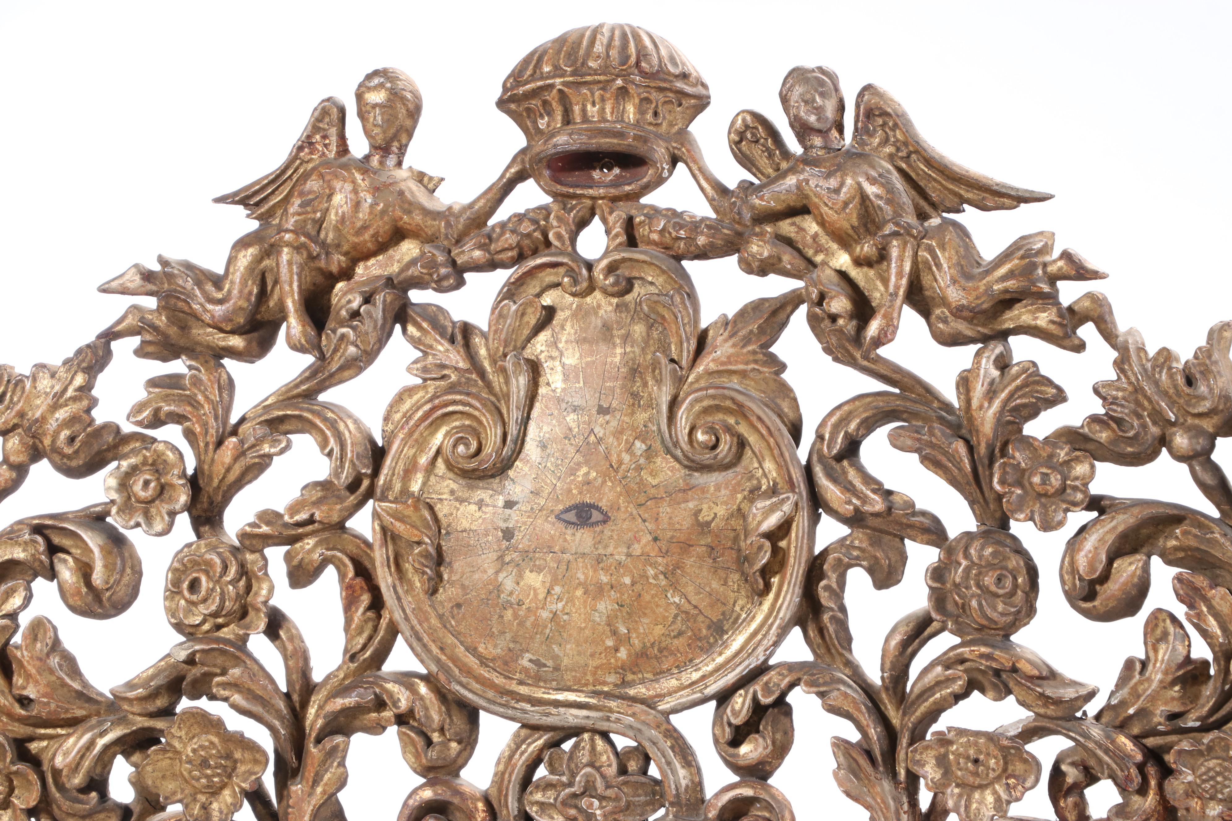 Portuguese Baroque "Eye of Providence" Giltwood Mirror, Circa 1780