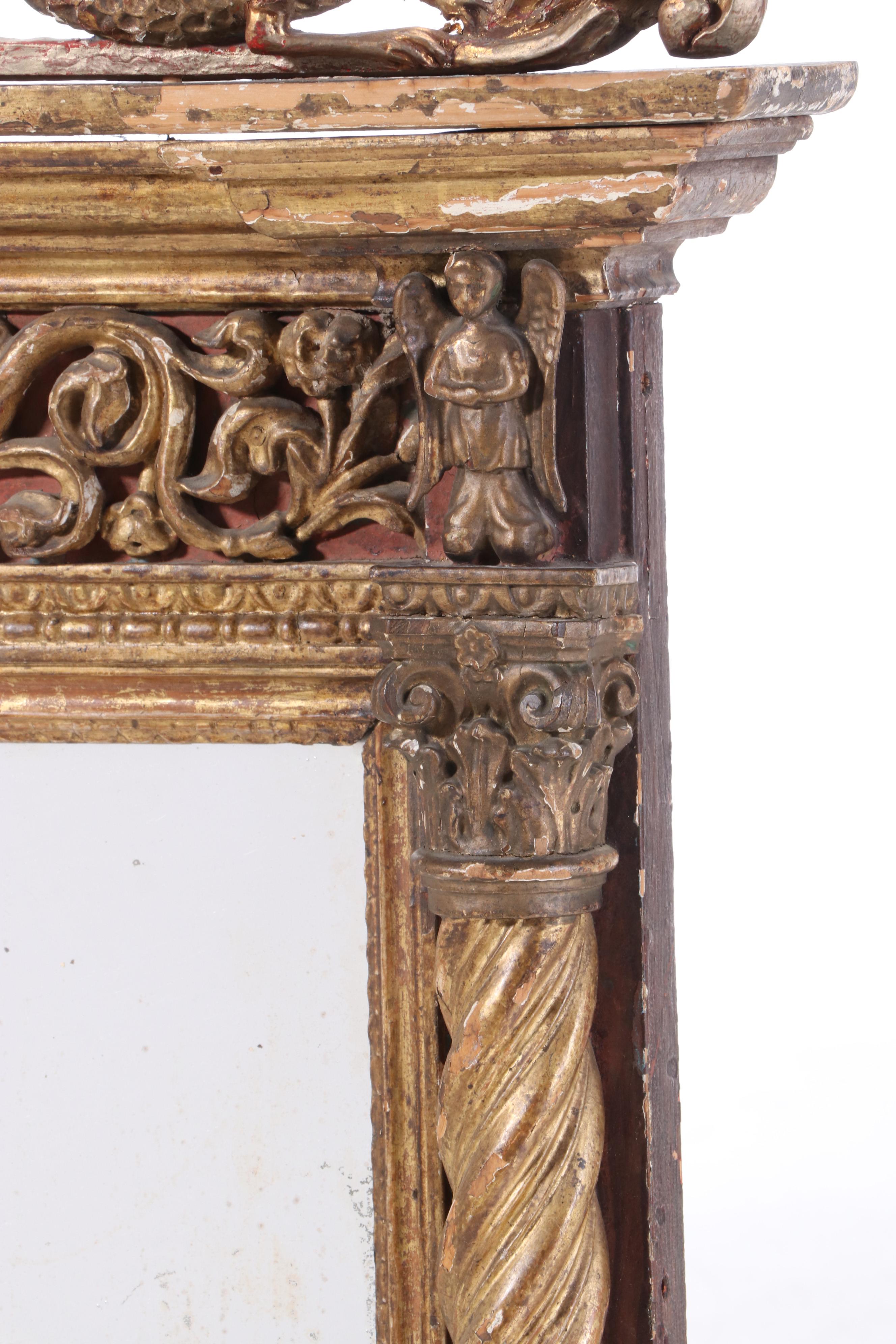 Portuguese Baroque "Eye of Providence" Giltwood Mirror, Circa 1780