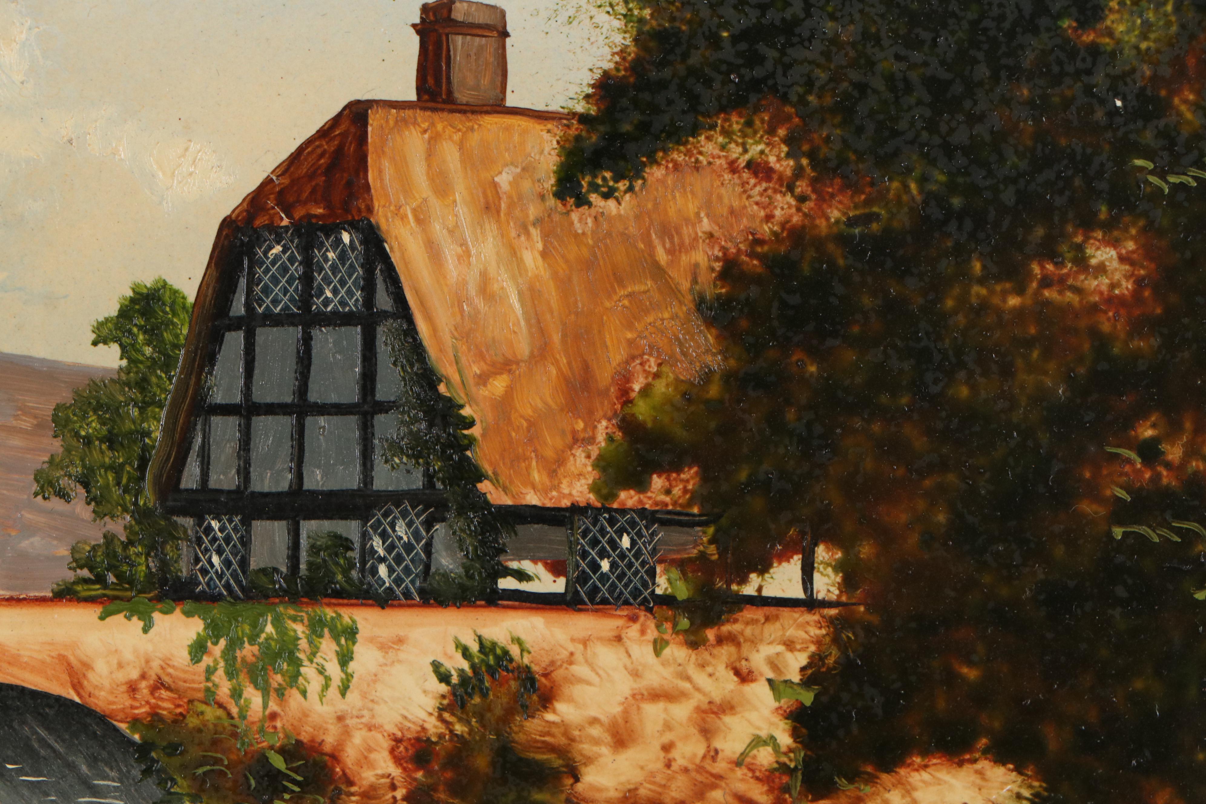 Robert J. Hall Miniature Oil Painting "Bridge over the Avon near Bristol"