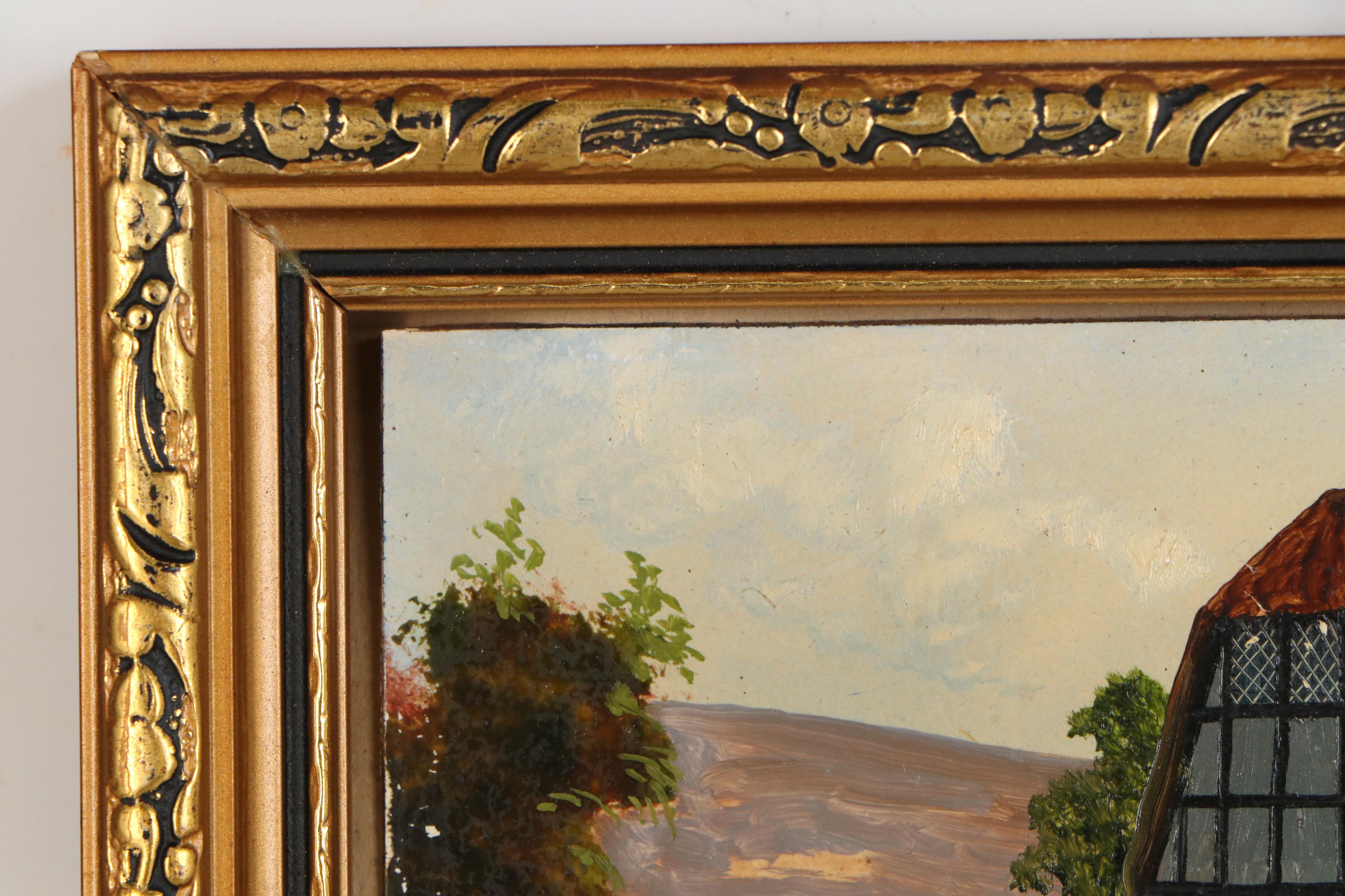 Robert J. Hall Miniature Oil Painting "Bridge over the Avon near Bristol"