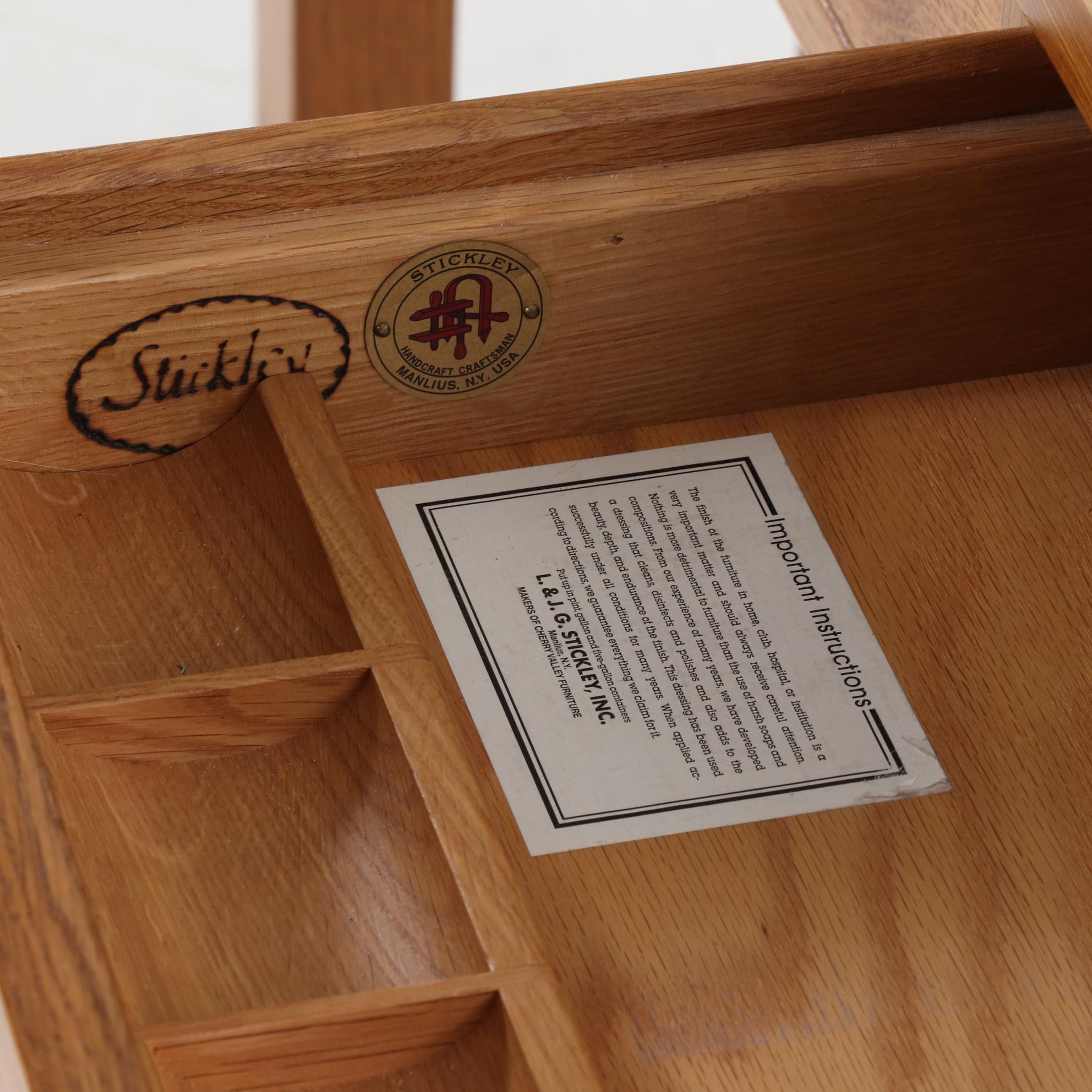 Stickley Craftsman Style Oak Computer Desk and Leather Upholstered Office Chair