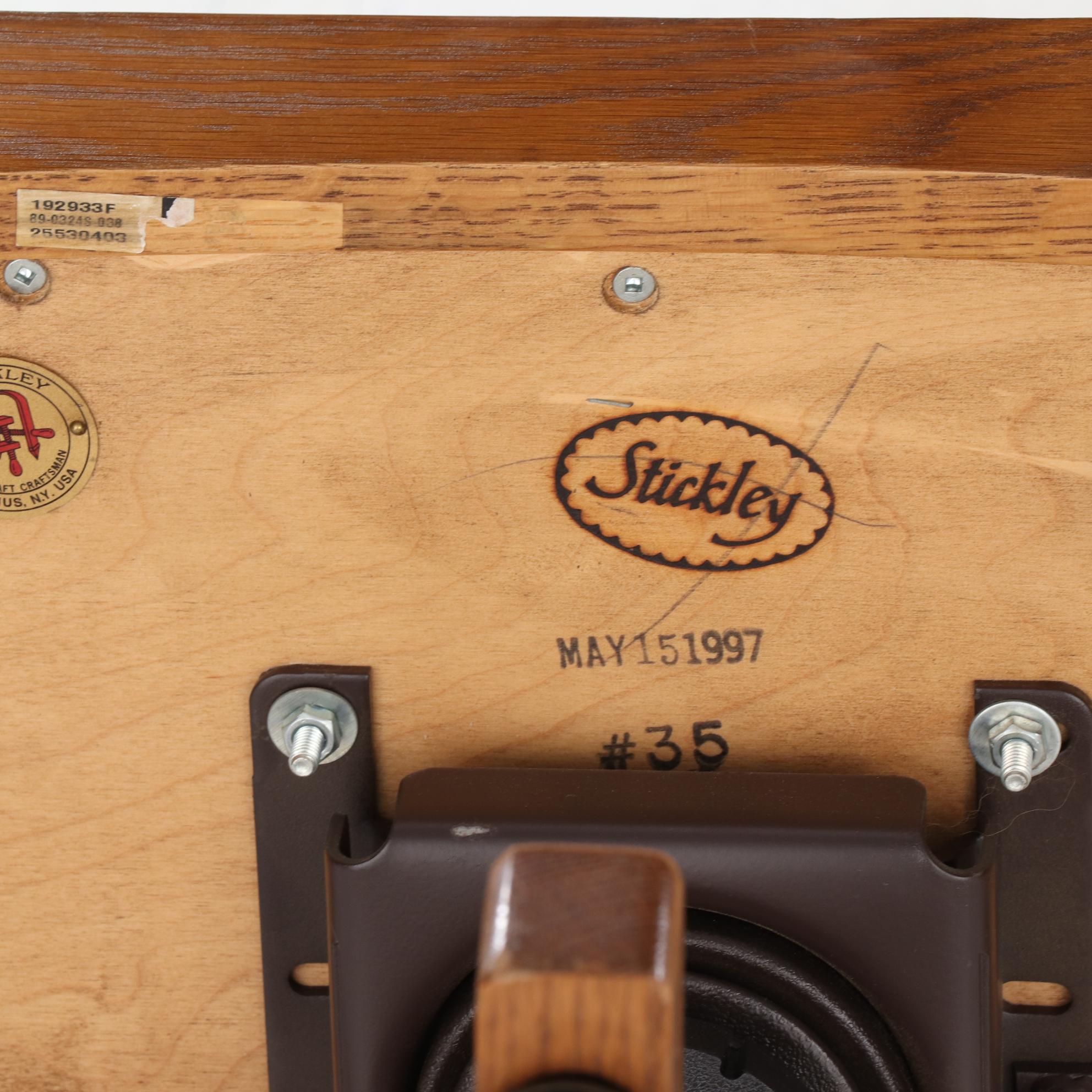 Stickley Craftsman Style Oak Computer Desk and Leather Upholstered Office Chair