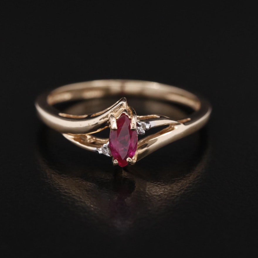 14K Ruby and Diamond Ring