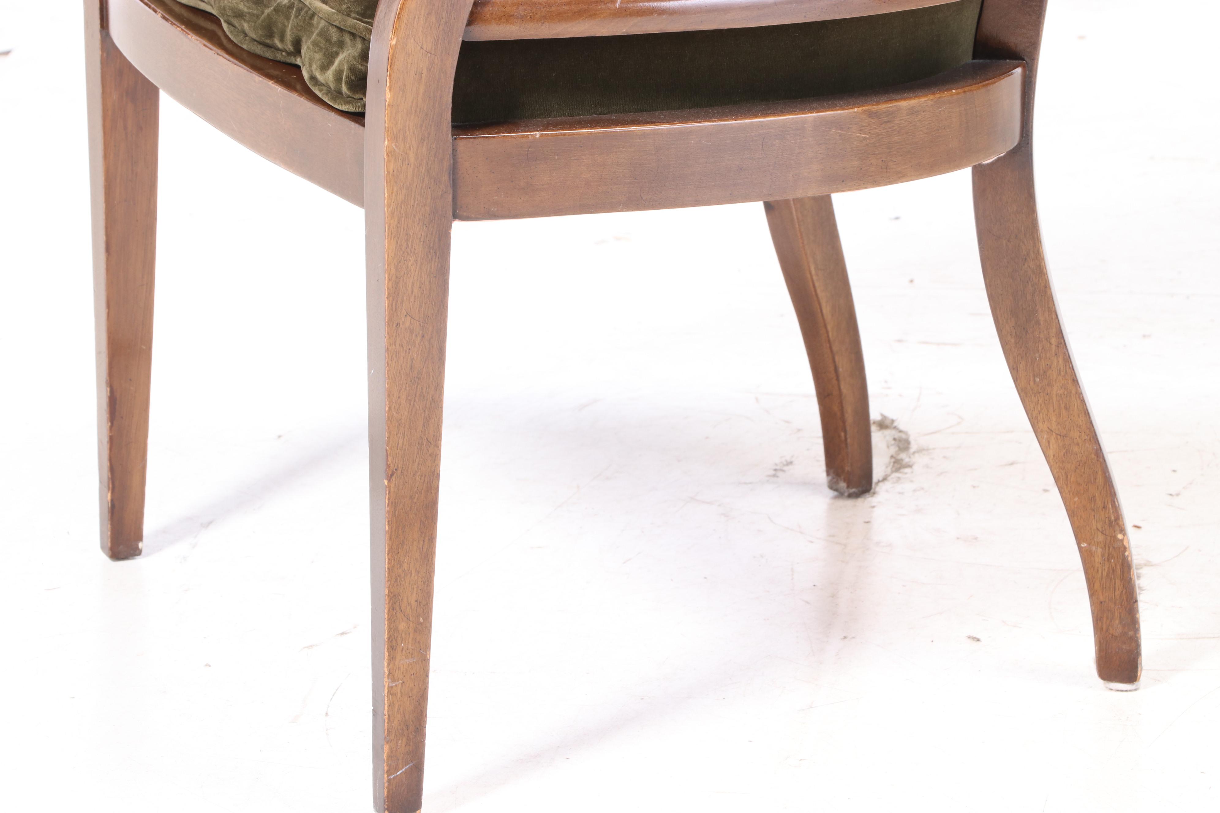 Pair of Velvet-Upholstered Mahogany Tub Chairs, 20th Century