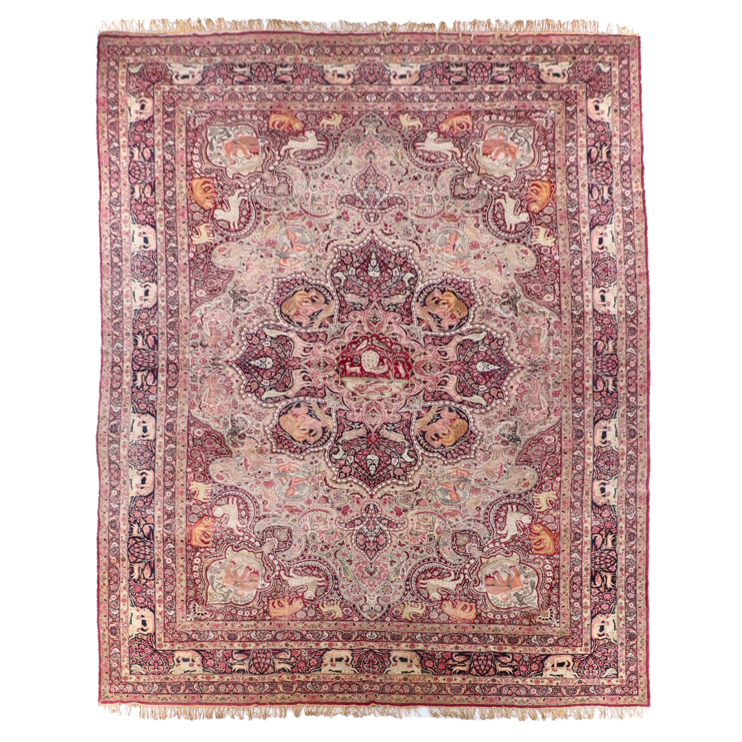 13'11 x 20'5 Lavar Kerman Southeast Persian Pictorial Carpet, circa 1890