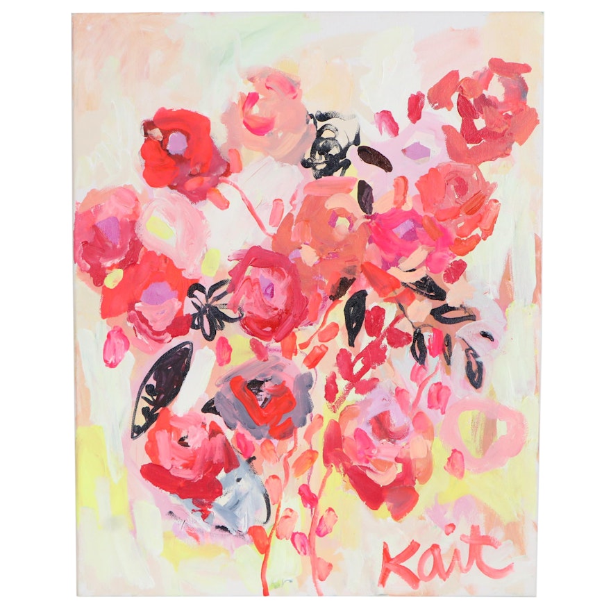 Kait Roberts Abstract Floral Acrylic Painting "Burnin Love"
