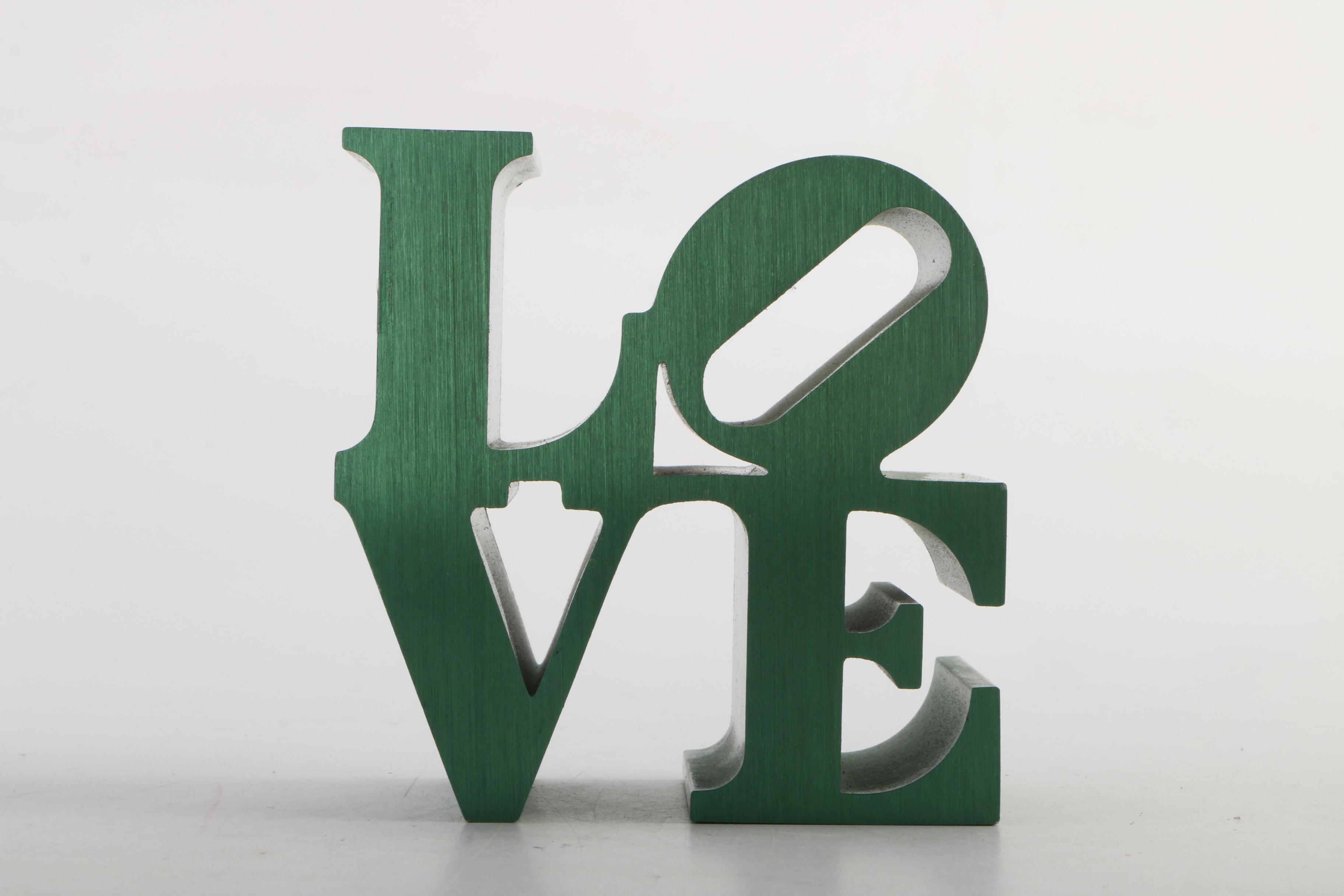 Brushed Metal "Love" Paperweight After Robert Indiana