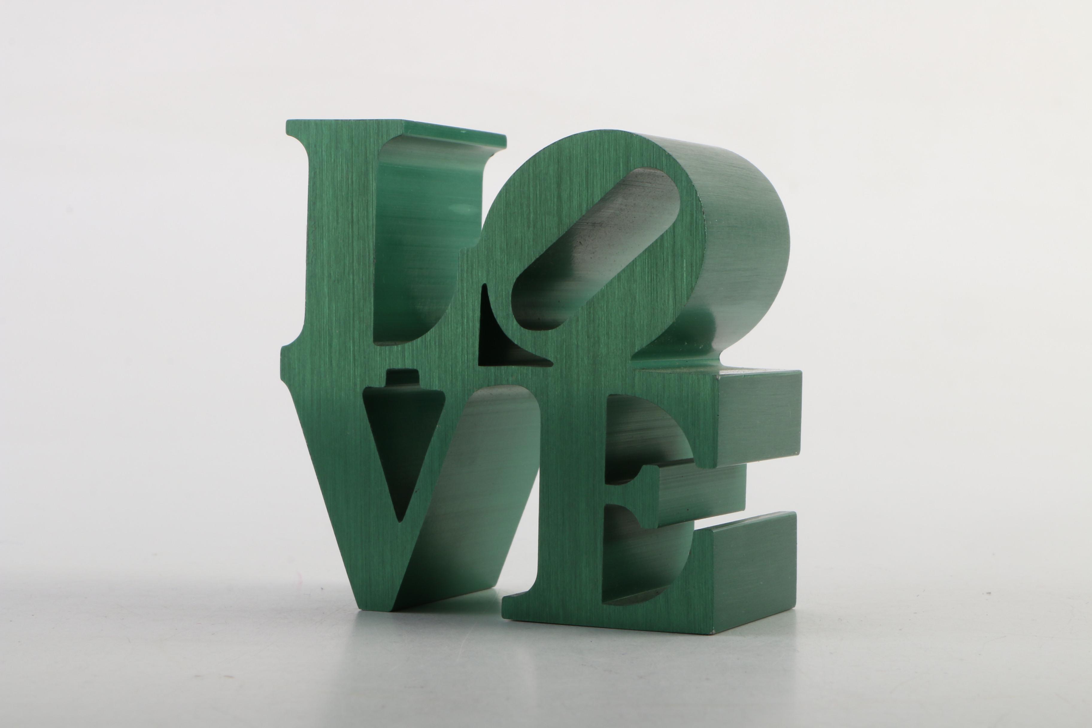 Brushed Metal "Love" Paperweight After Robert Indiana