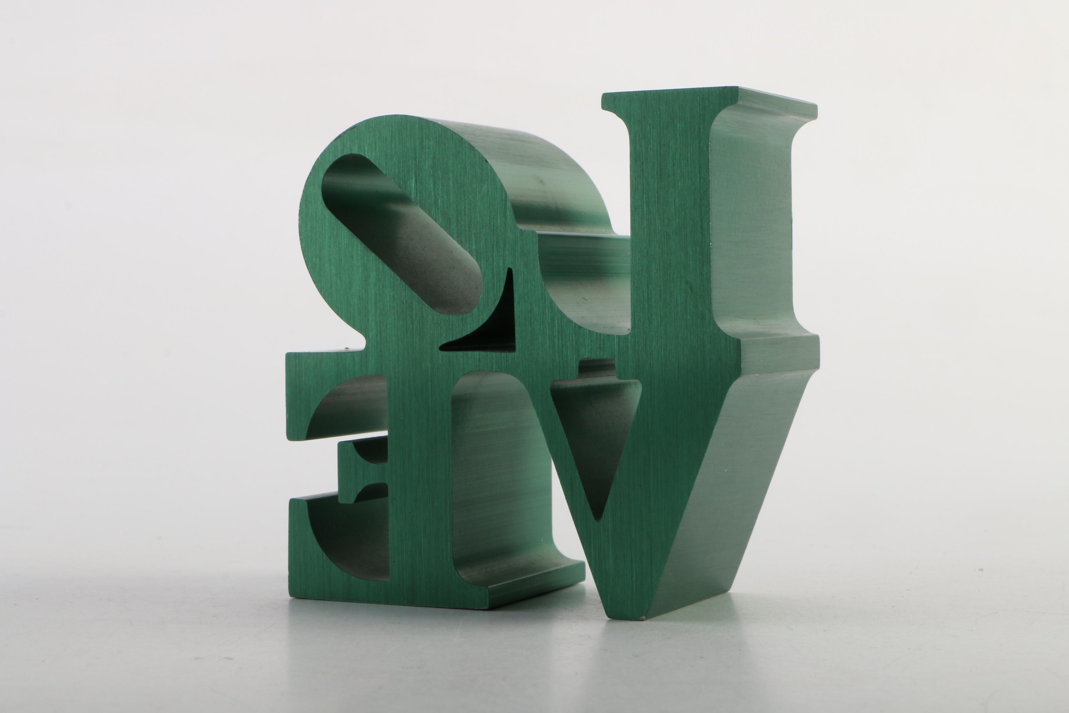 Brushed Metal "Love" Paperweight After Robert Indiana