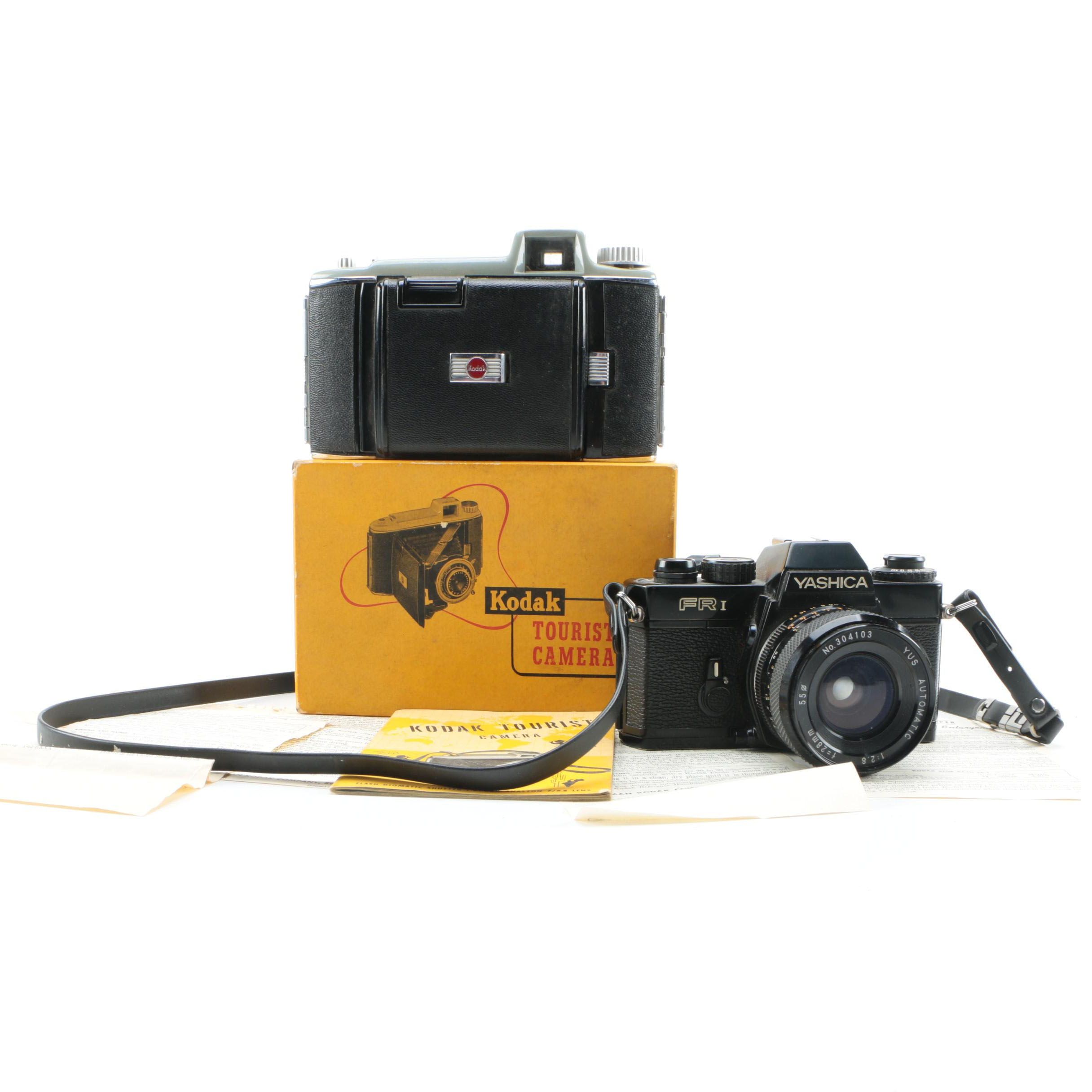 Kodak Tourist Camera and Yashica FR1 SLR Cameras