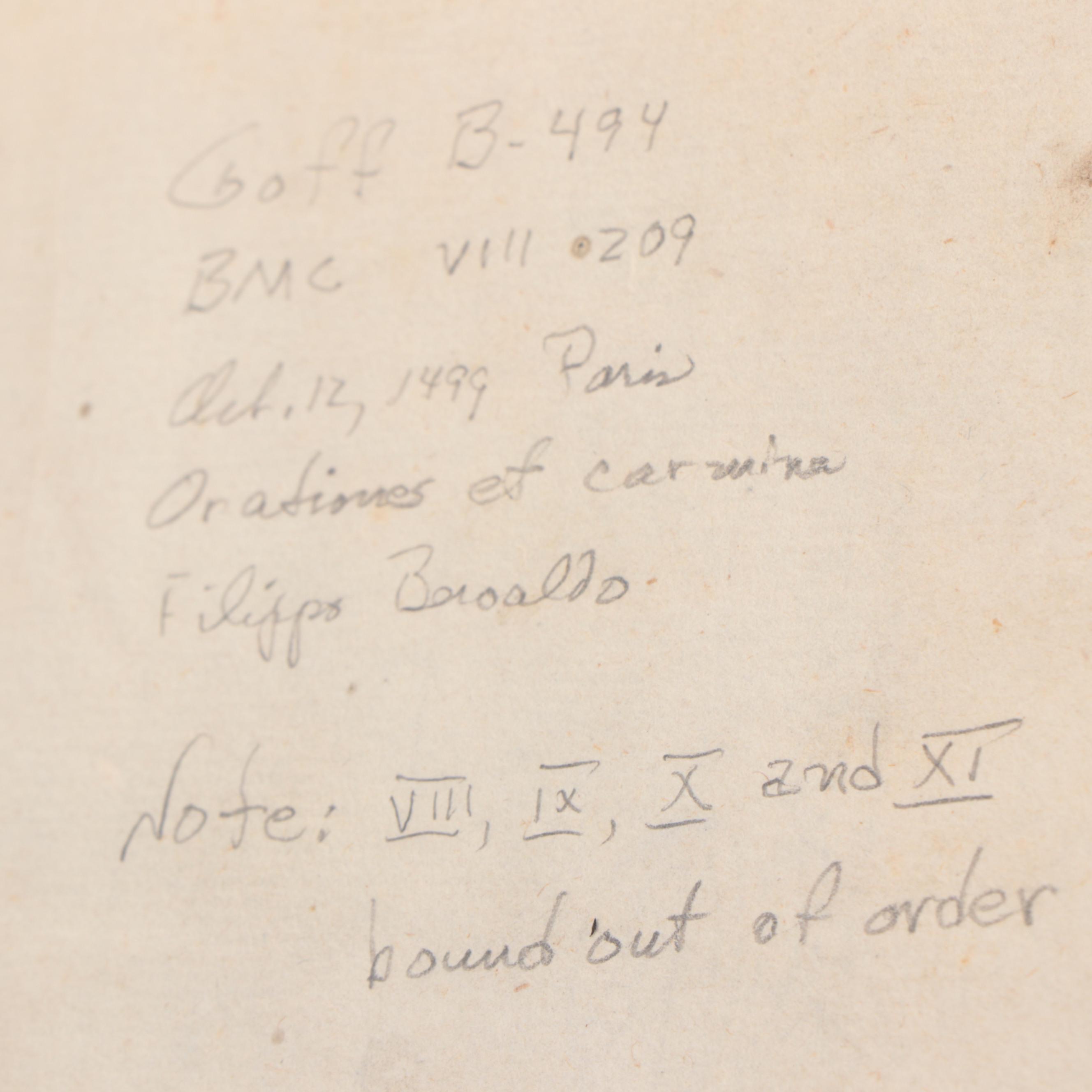 "Orationes et Carmina" by Beroaldus with "De Officiis" by Cicero, 1499 and 1560