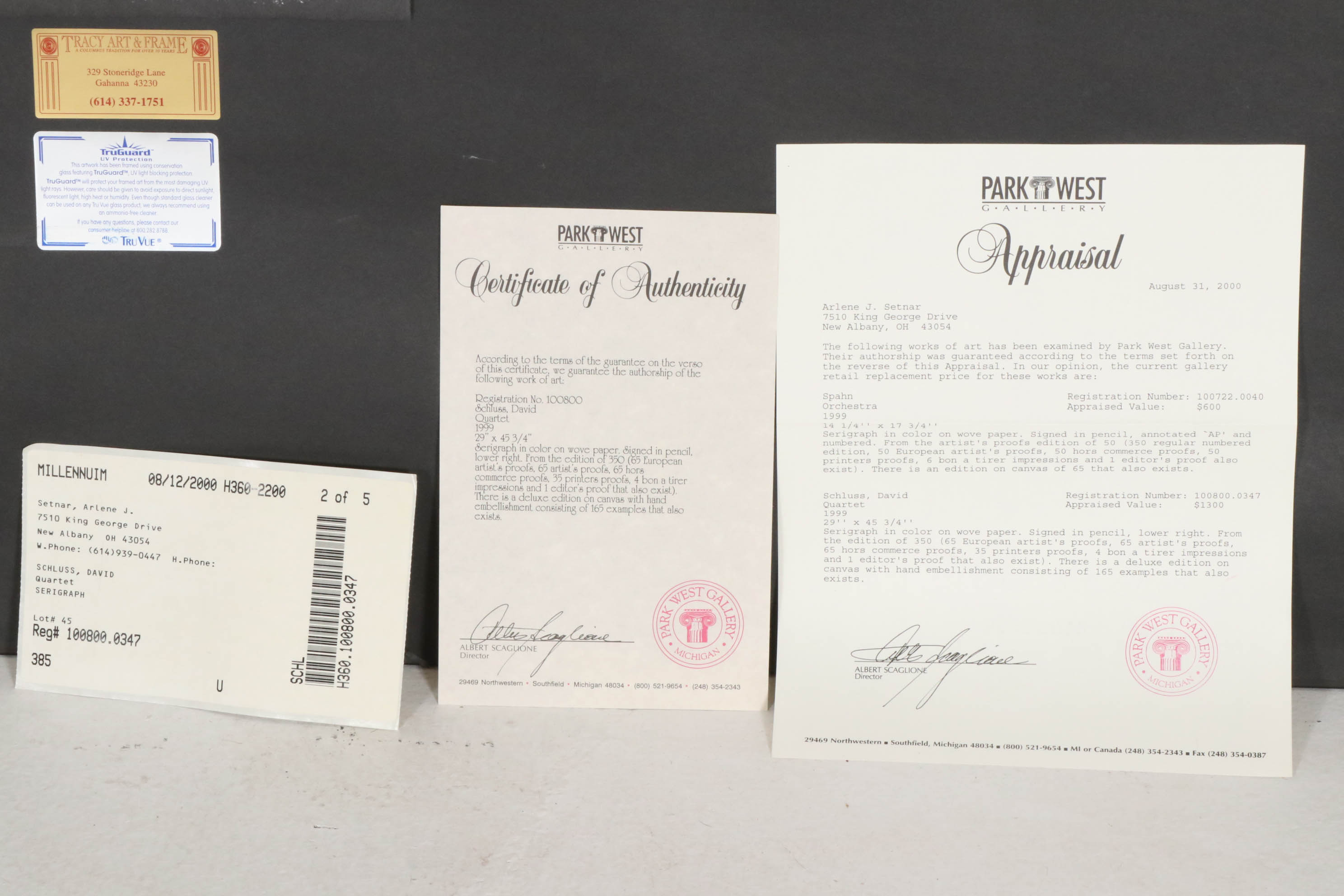 David Schluss Serigraph "Quartet", 1999