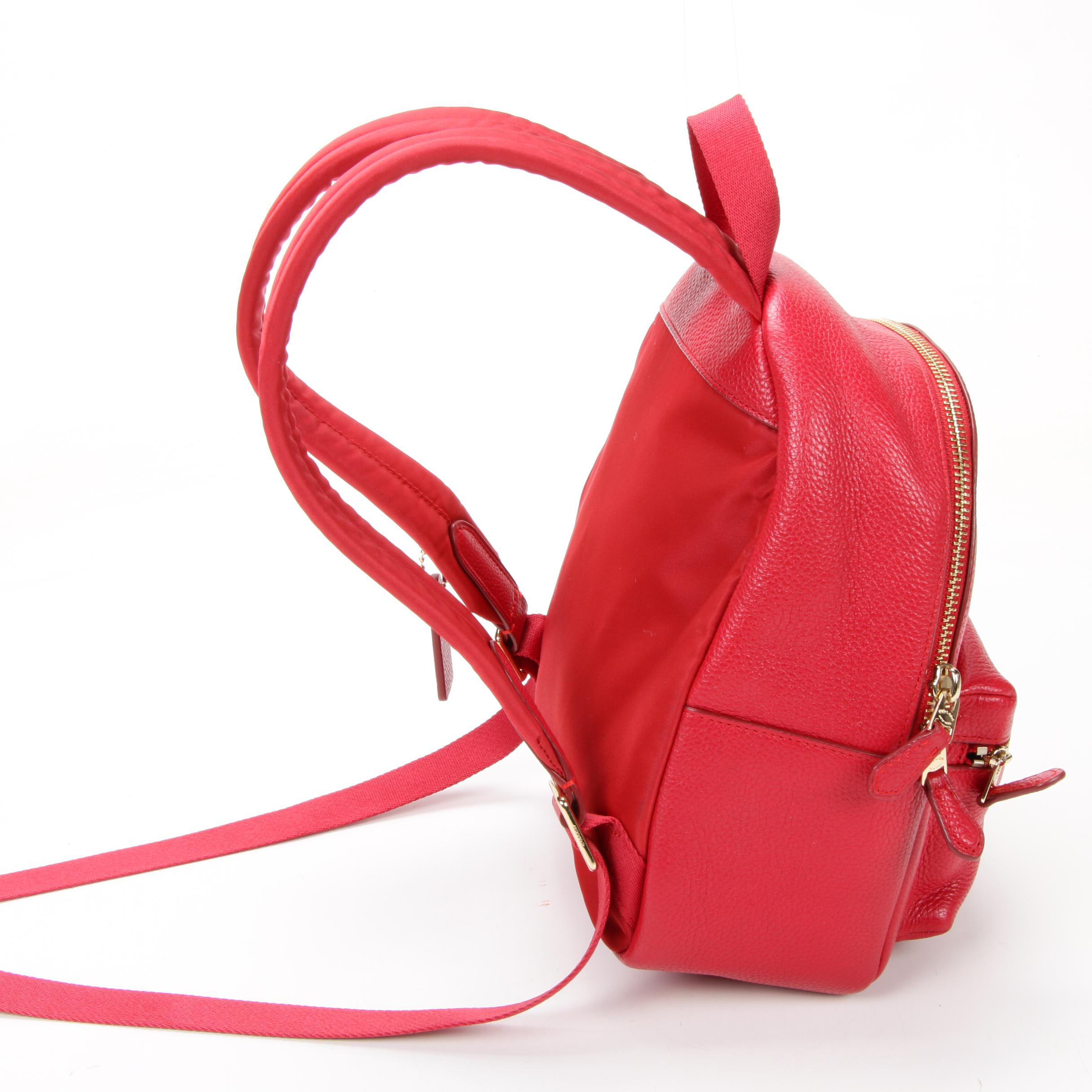 Coach Mini Charlie Backpack in Red Pebbled Leather