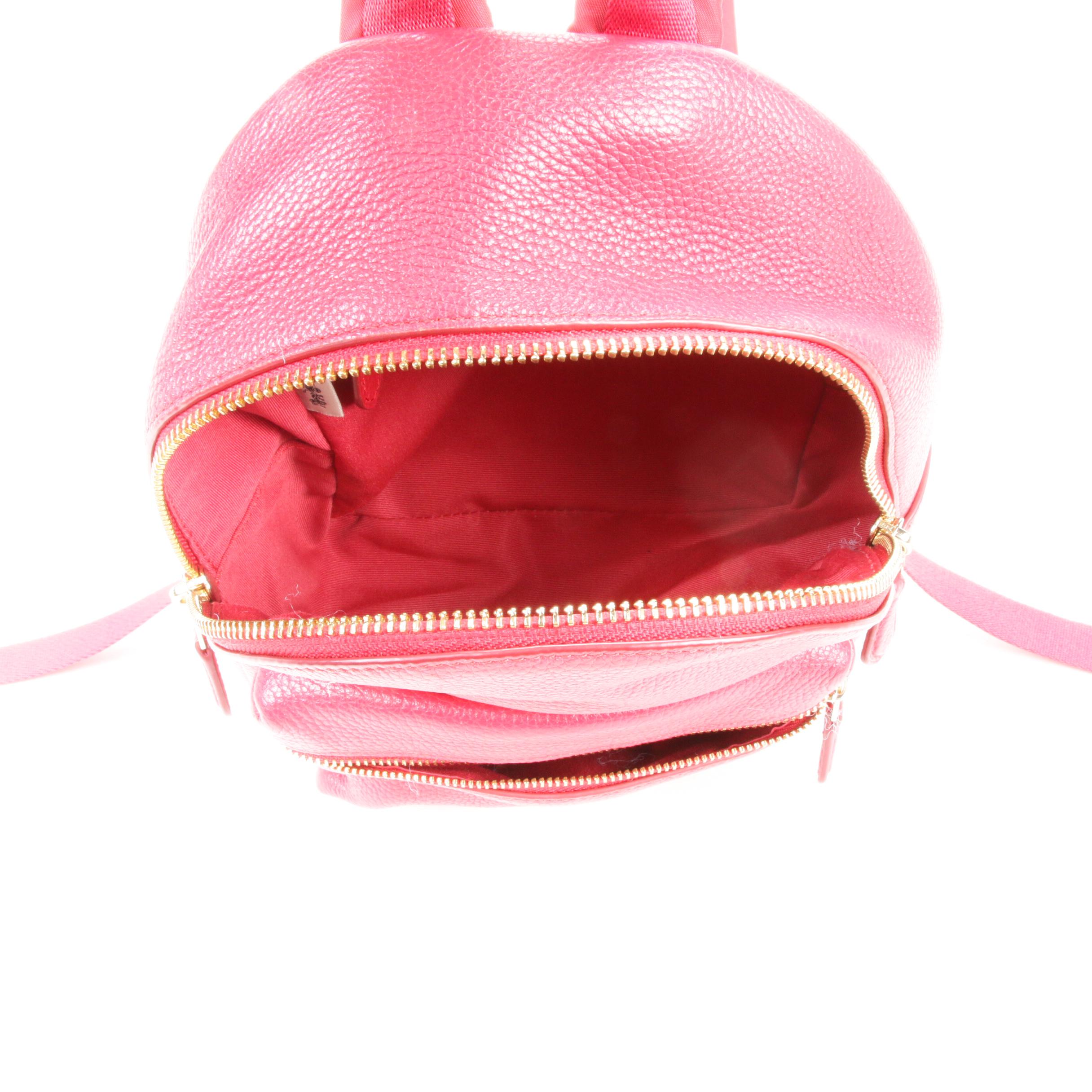 Coach Mini Charlie Backpack in Red Pebbled Leather