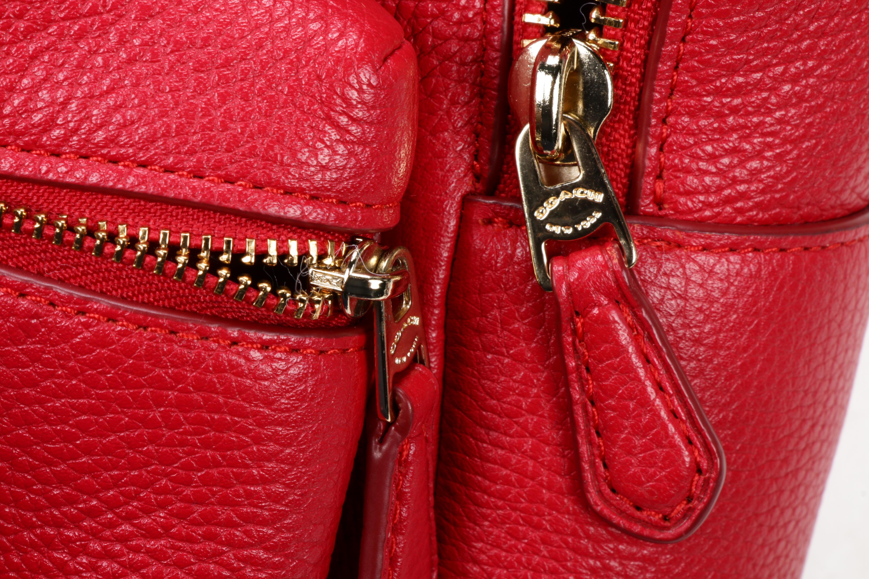 Coach Mini Charlie Backpack in Red Pebbled Leather