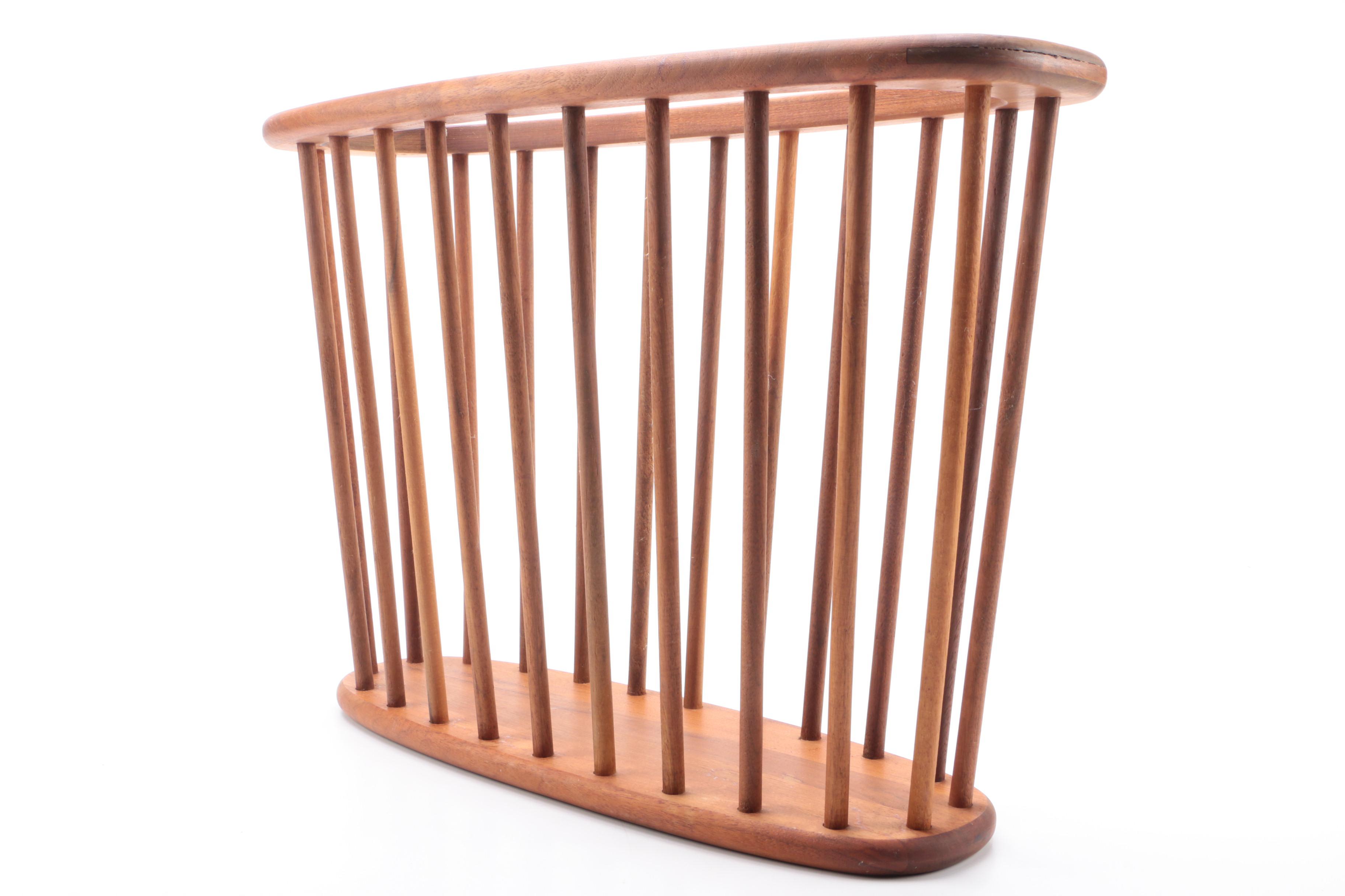 Mid Century Modern Spindle Walnut Magazine Rack