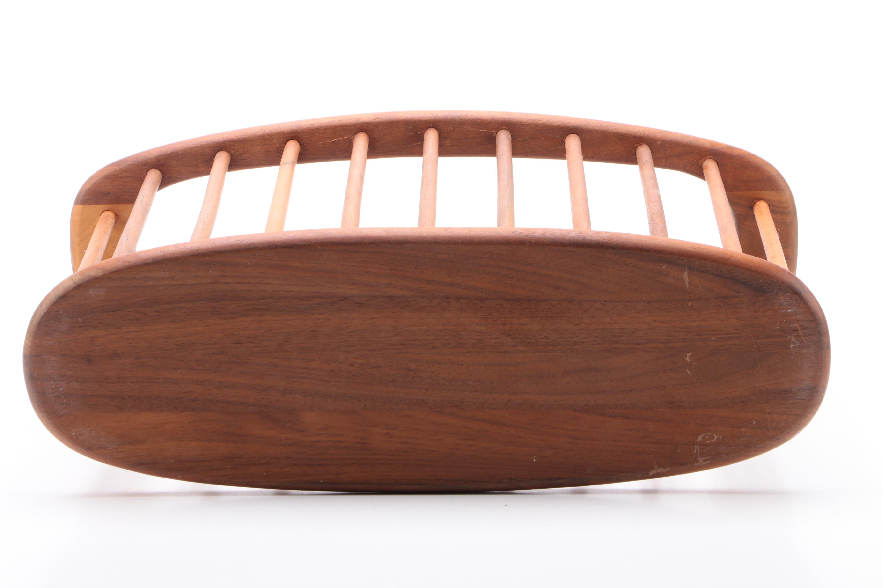 Mid Century Modern Spindle Walnut Magazine Rack