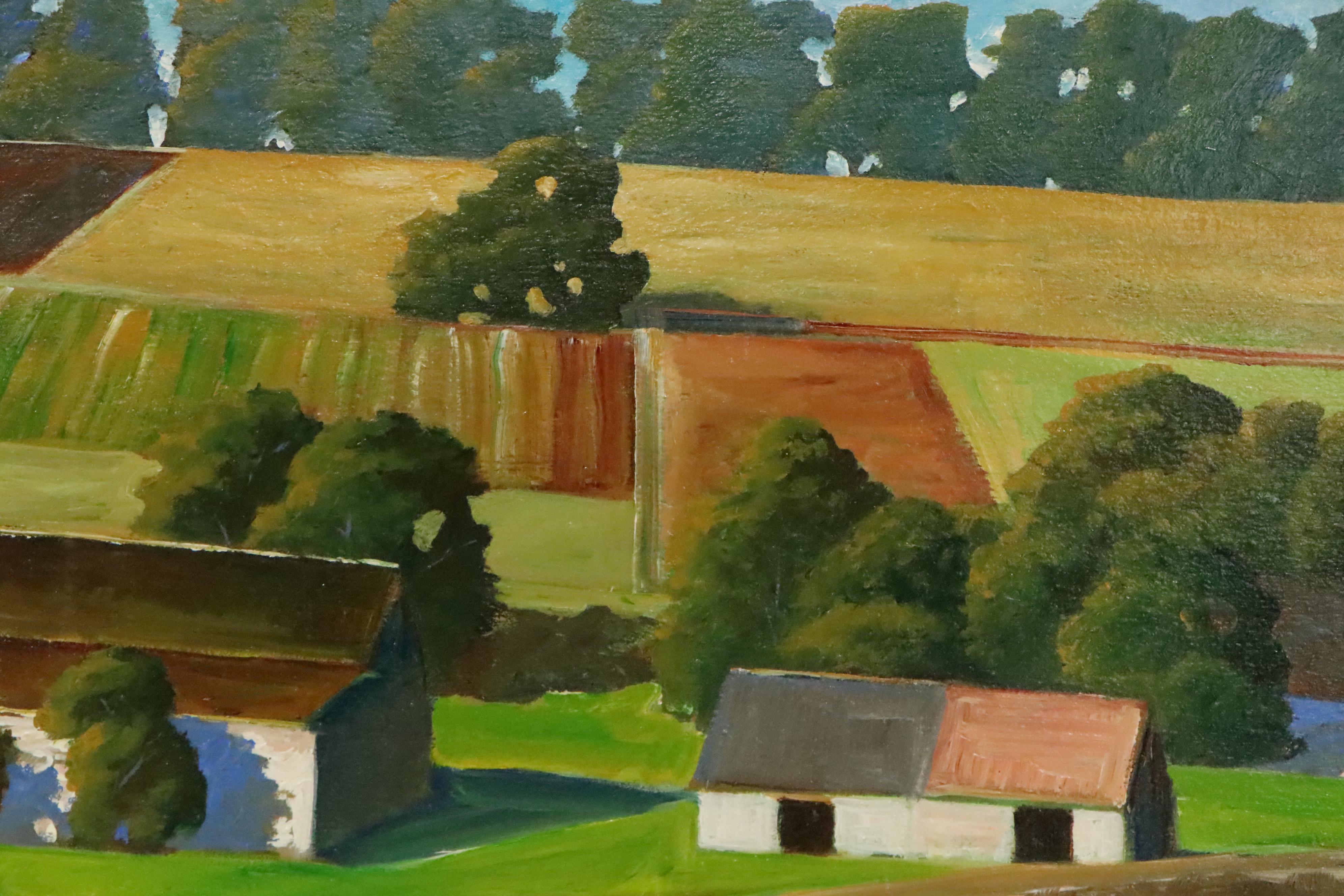 Adam Maeroff Farm Landscape Oil Painting, Late 20th Century