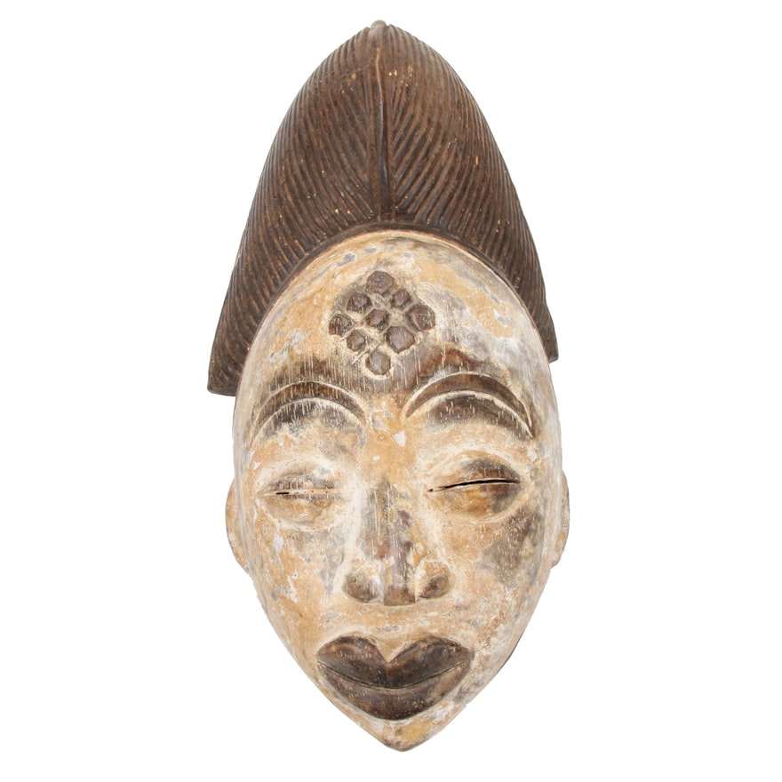 Punu Style Hand-Carved Wood Mask, Central Africa