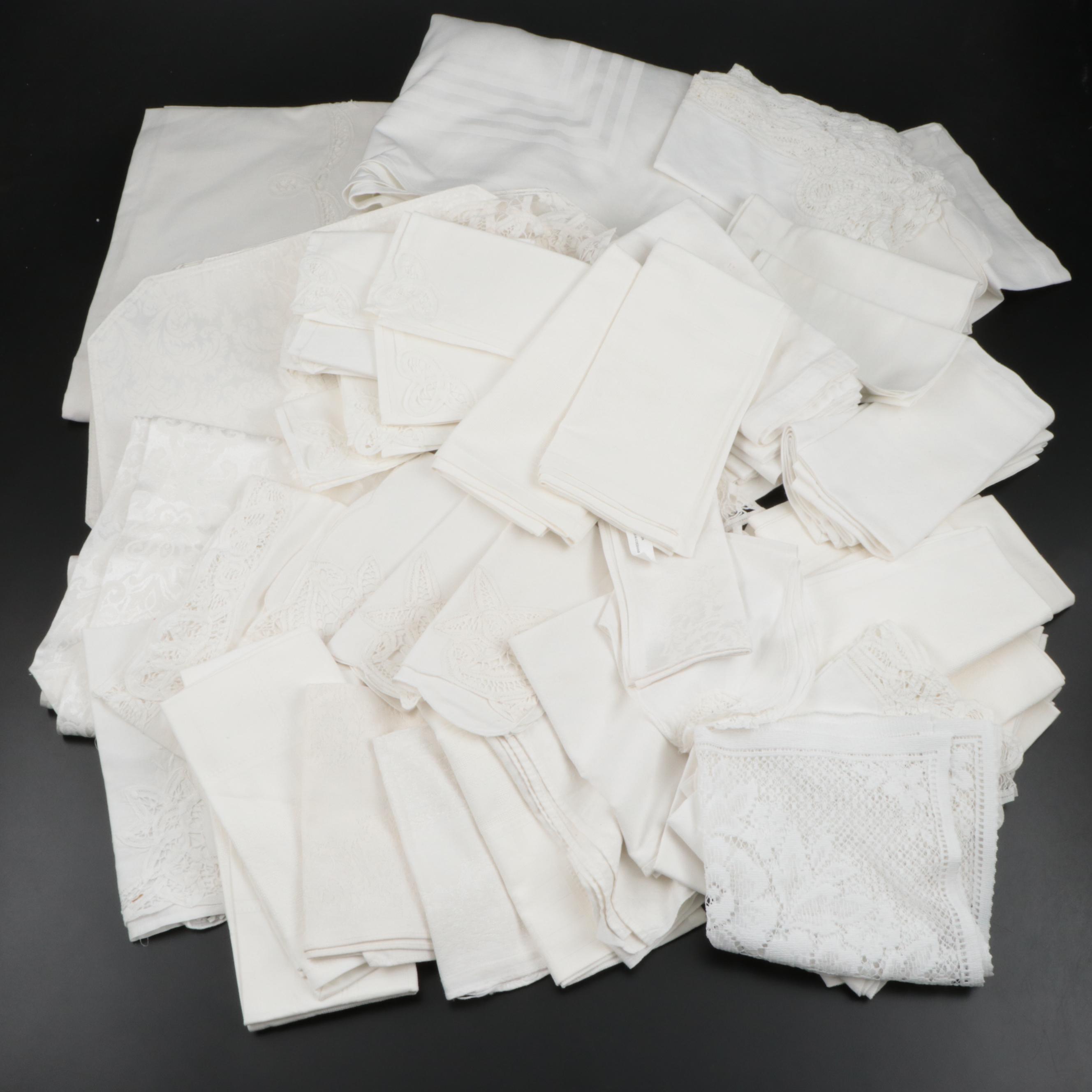 White Tablecloth, Napkins, and Other Table Linens