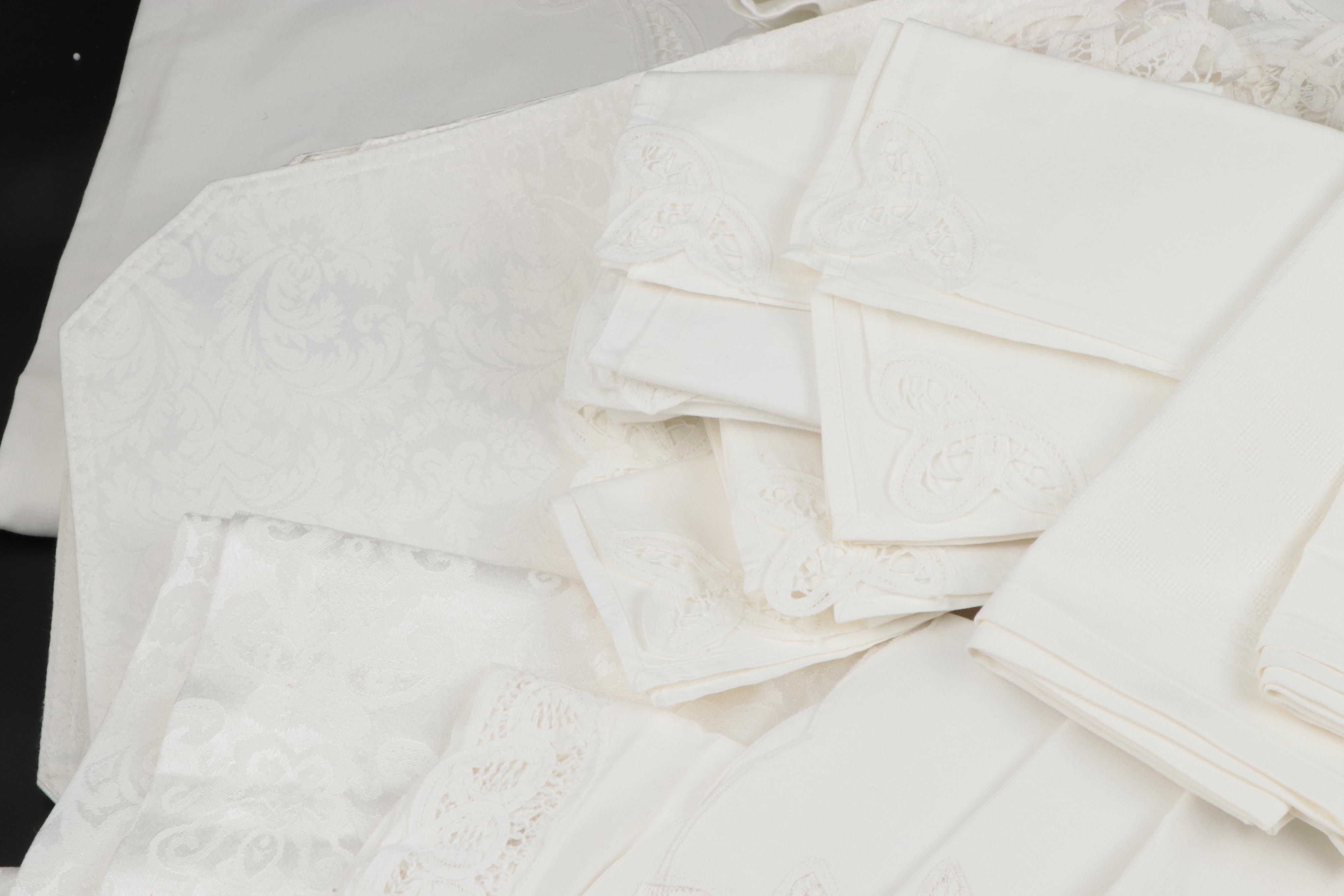White Tablecloth, Napkins, and Other Table Linens