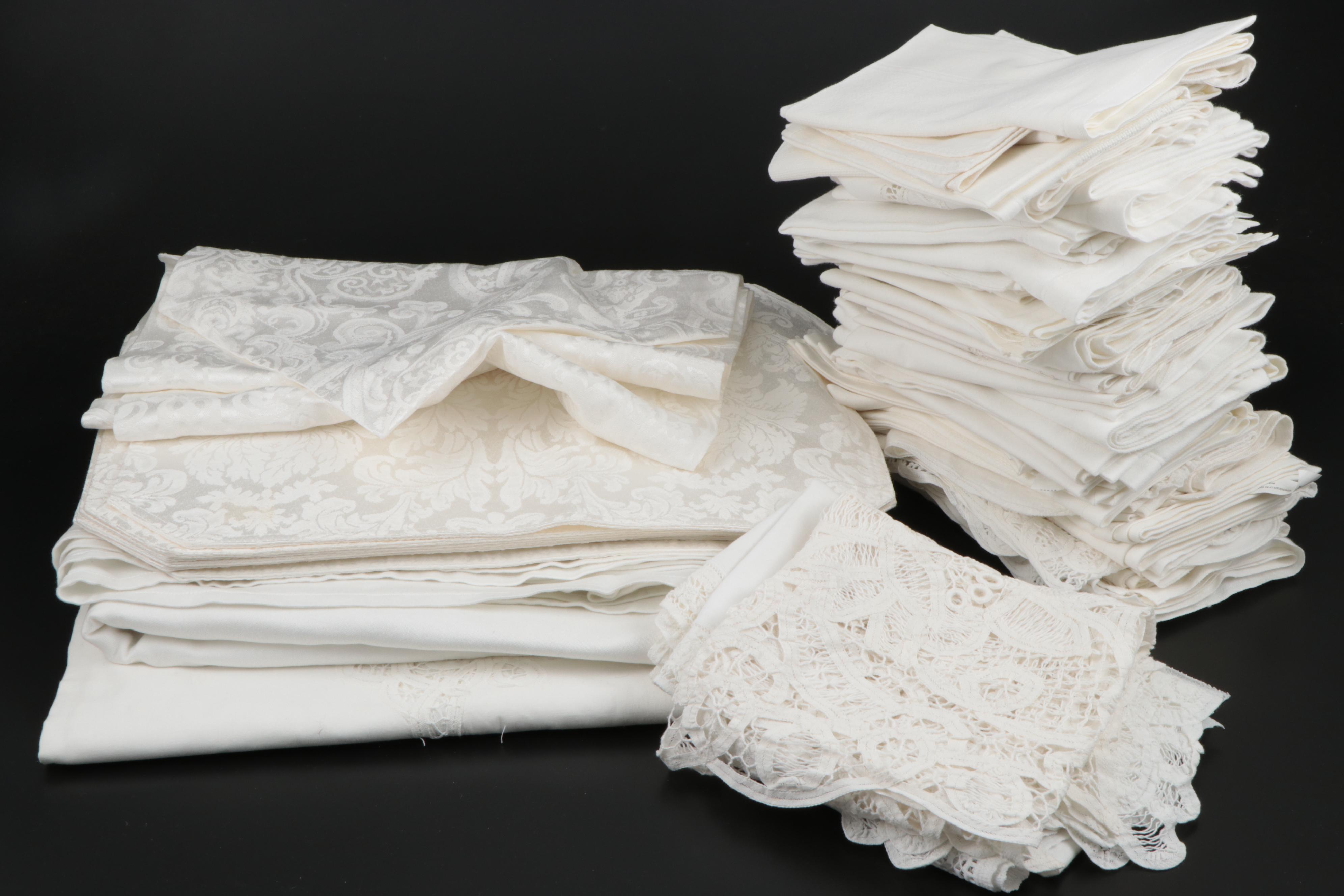 White Tablecloth, Napkins, and Other Table Linens