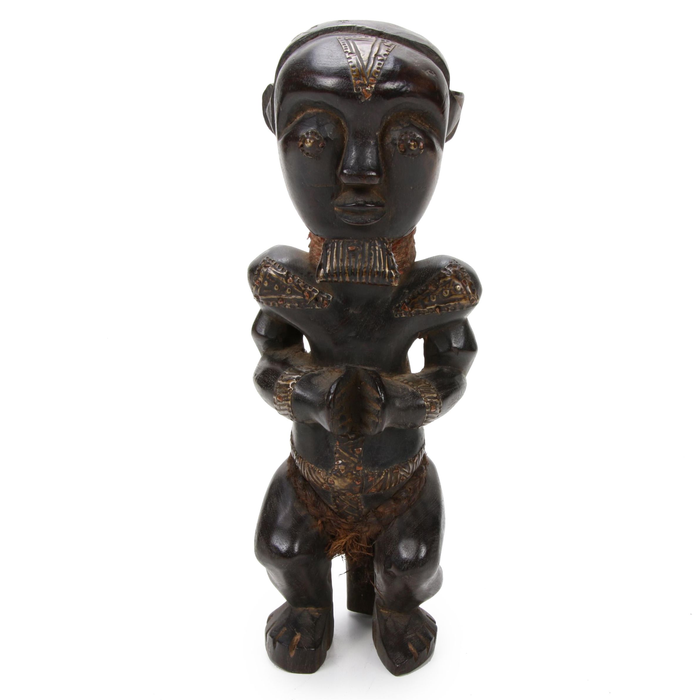 Teke Style Carved Wood Seated Figure, Democratic Republic of the Congo